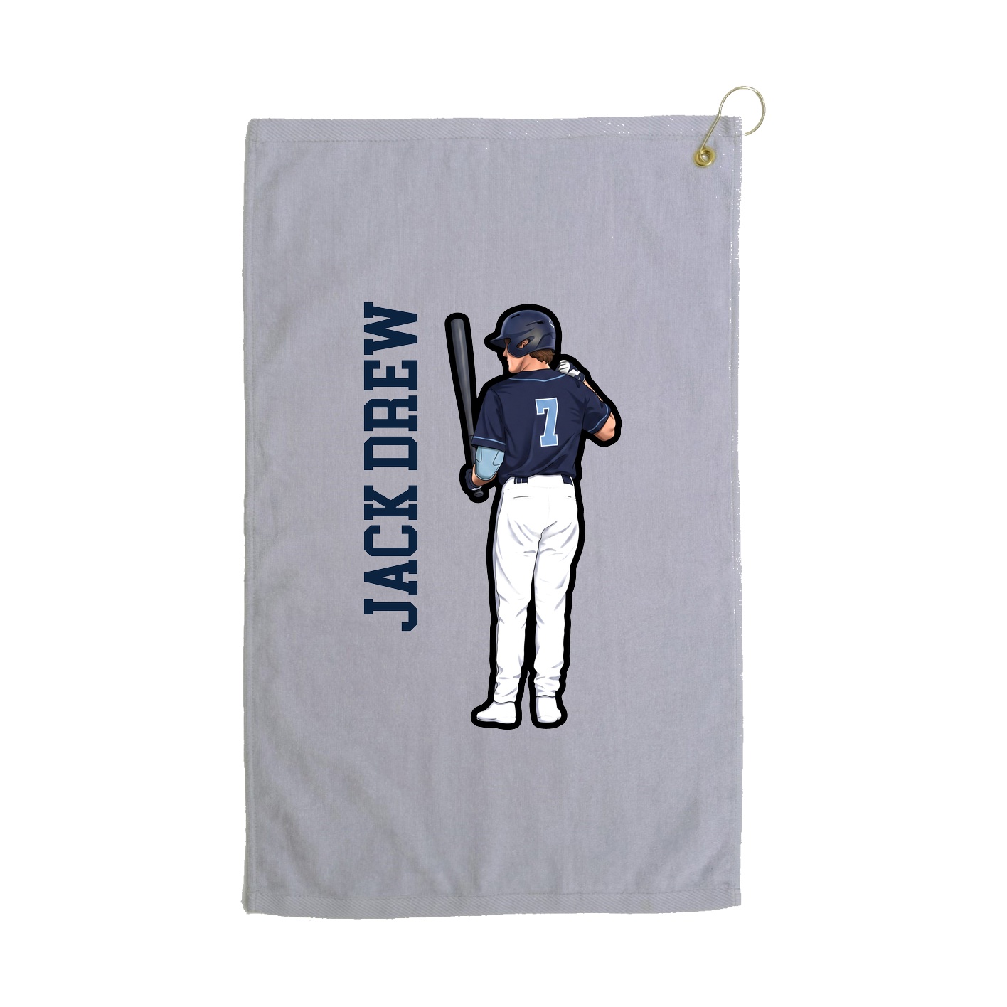 Golf Towel — Name Vertical in Grey