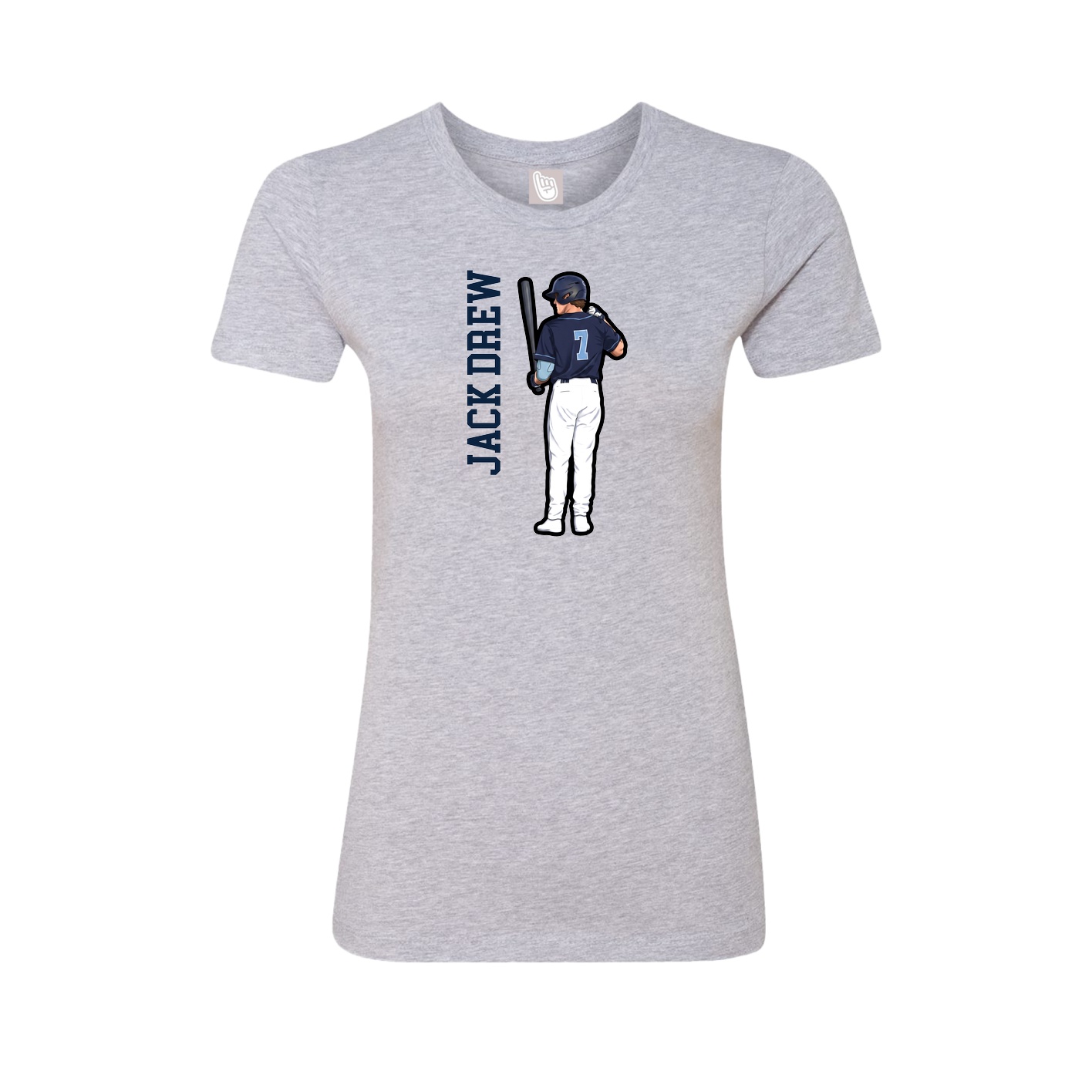 Fitted Women's Tee — Name Vertical in Grey