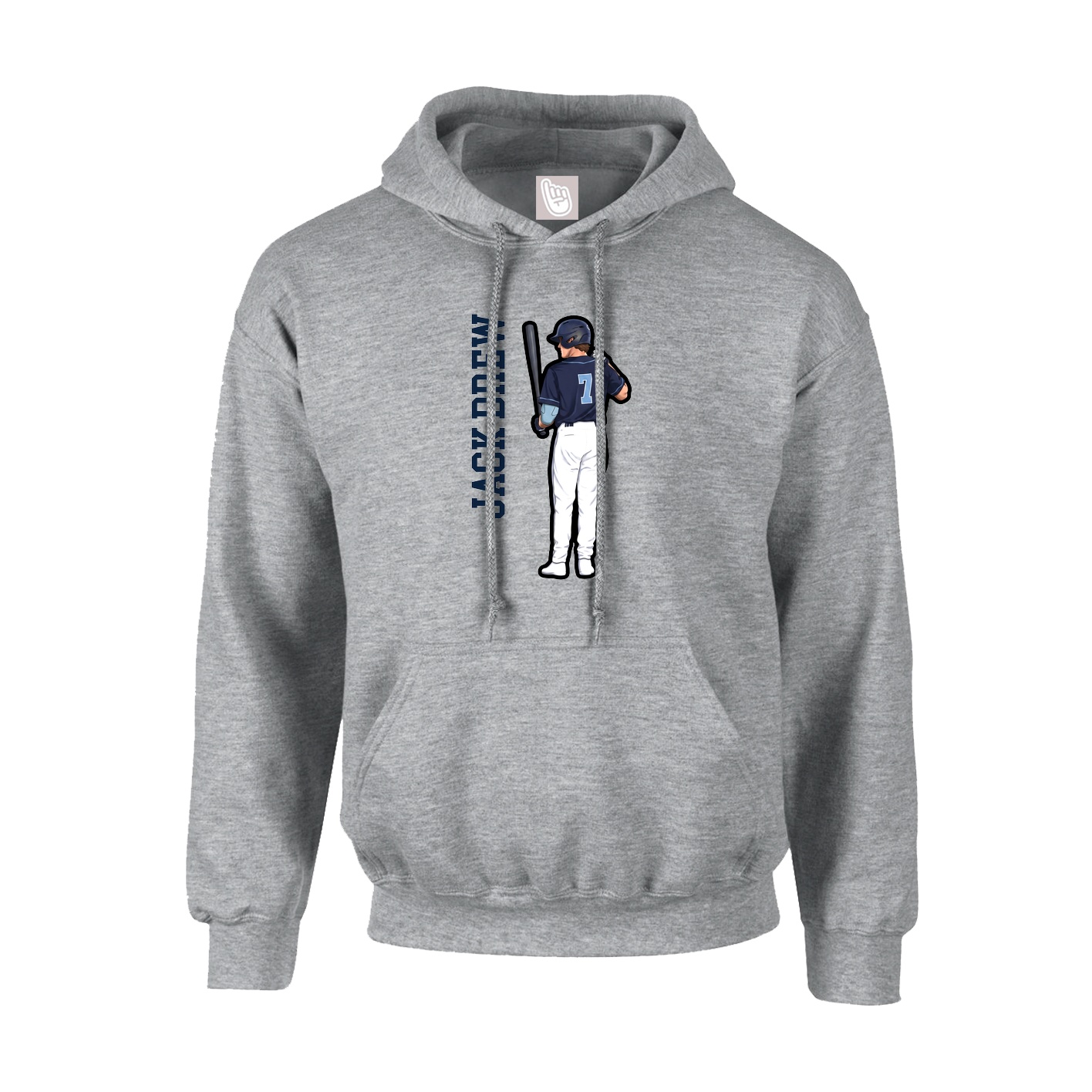 Youth Hoodie — Name Vertical in Grey