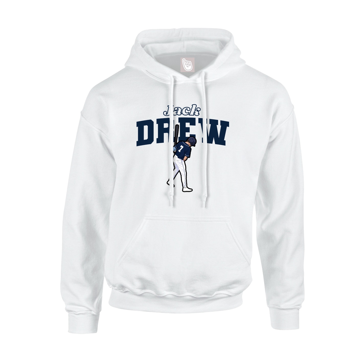 Youth Hoodie — Name Arch in White