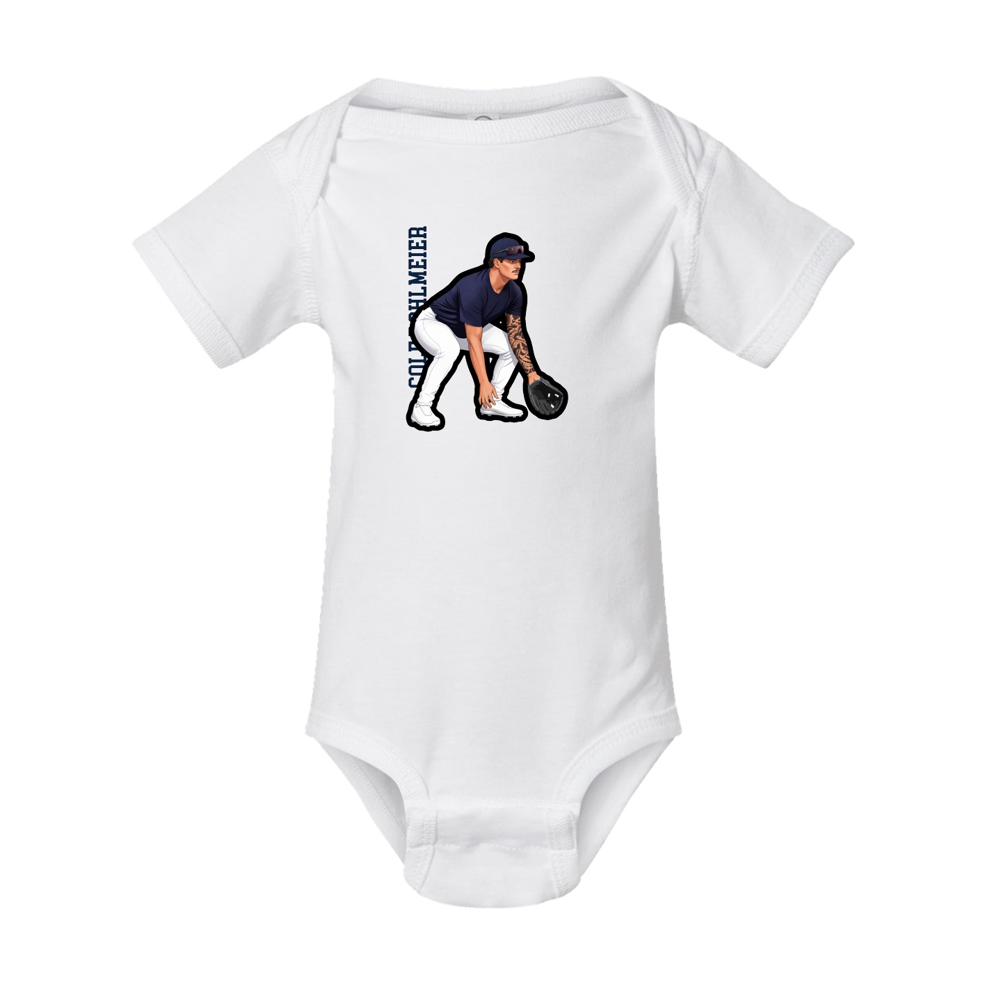 Baby Onesie — Name Vertical in White