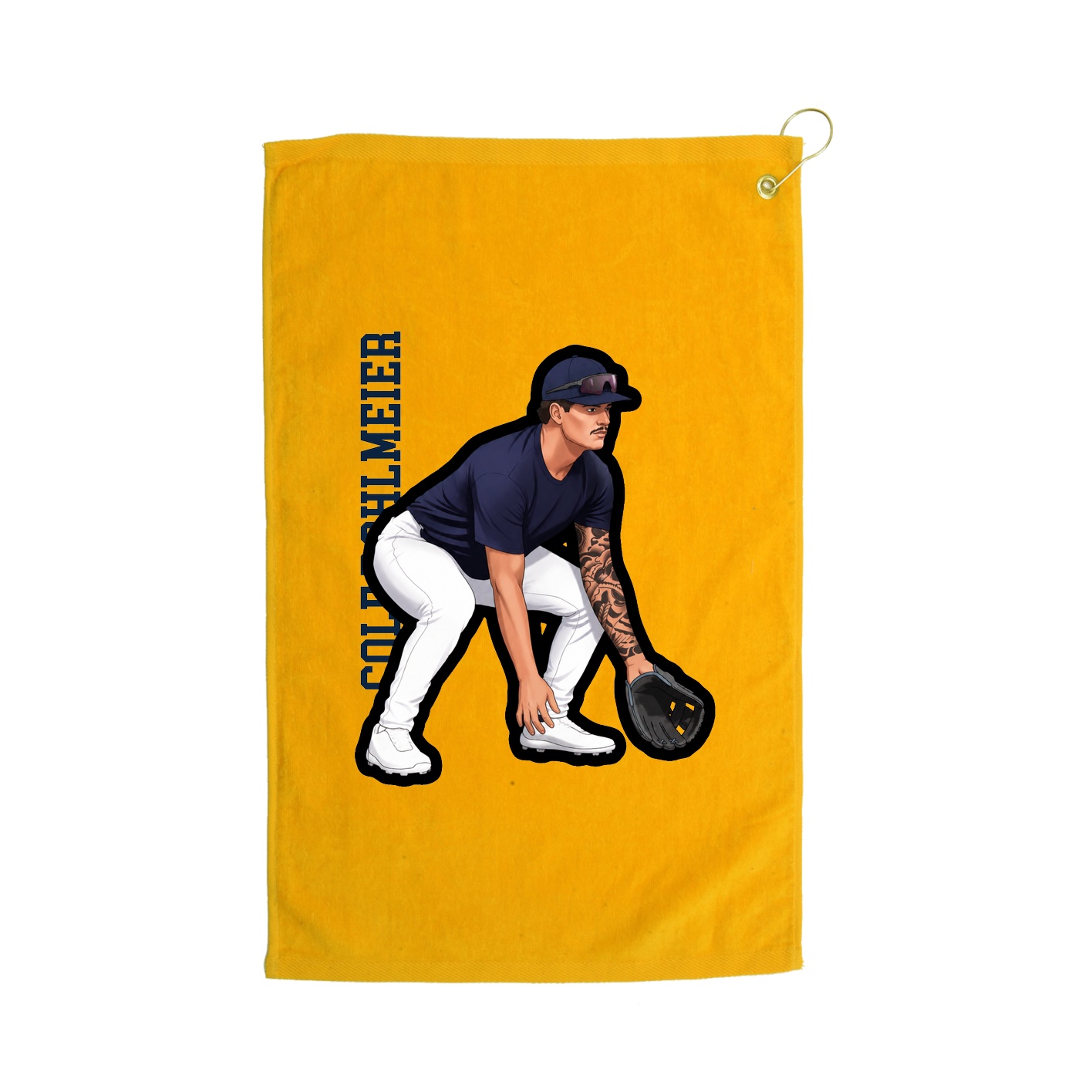 Golf Towel — Name Vertical in Gold