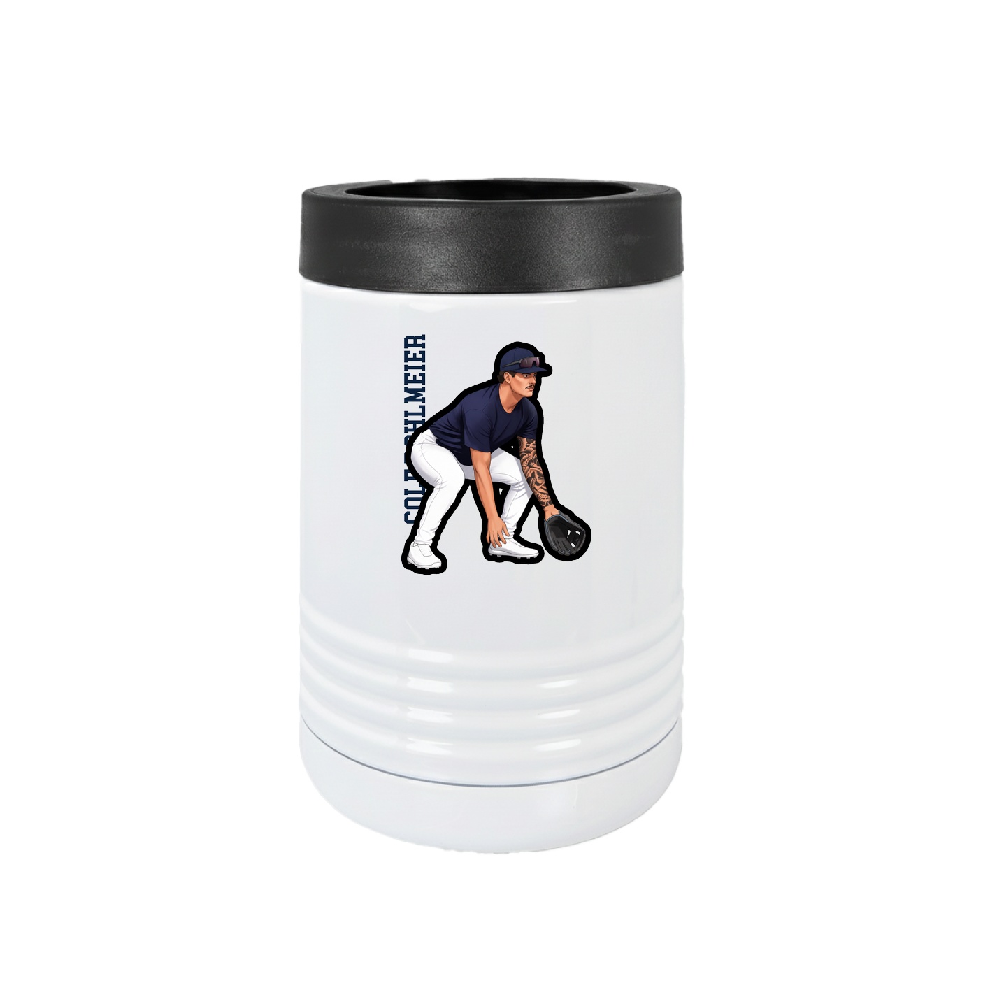 Beverage Holder — Name Vertical in White