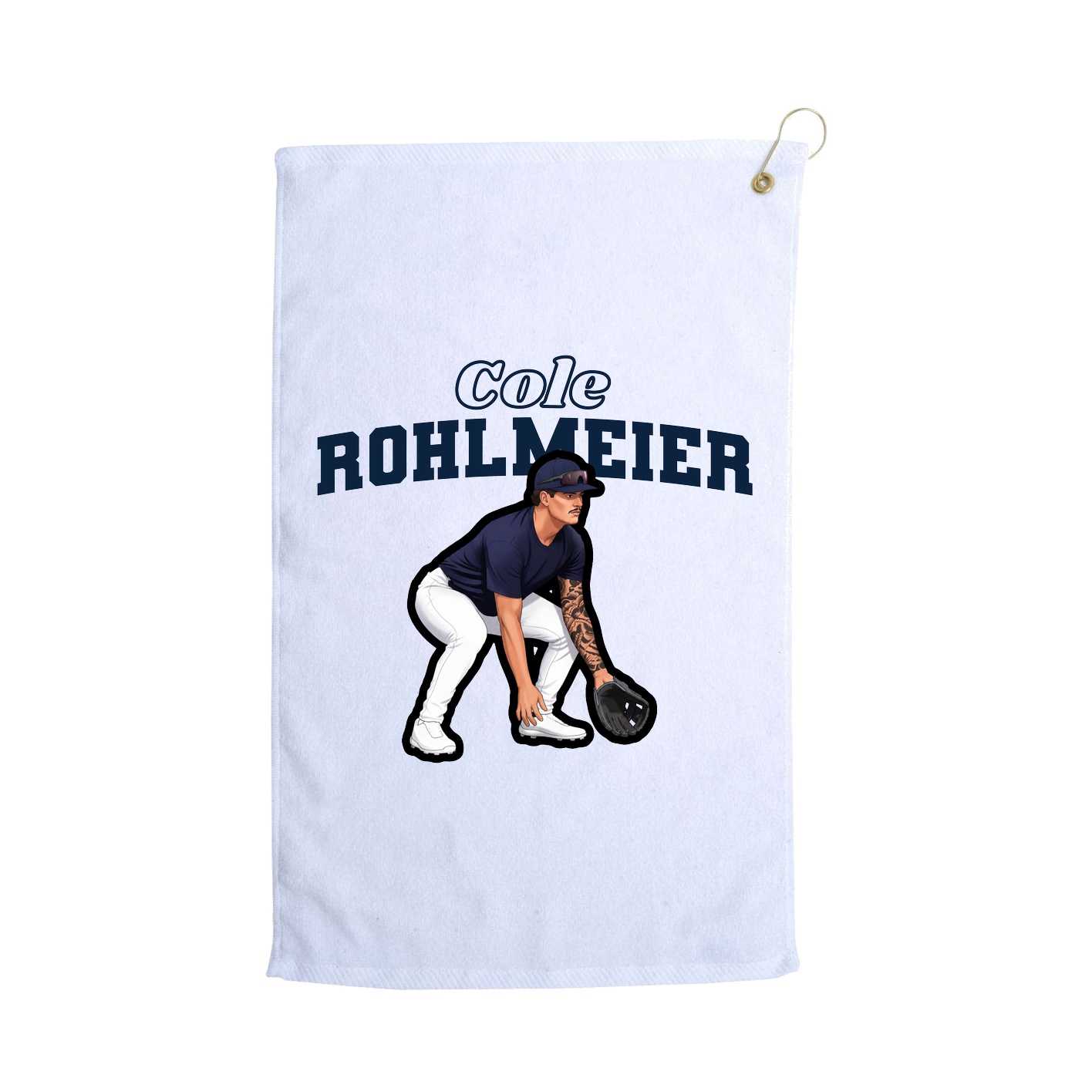 Golf Towel — Name Arch in White