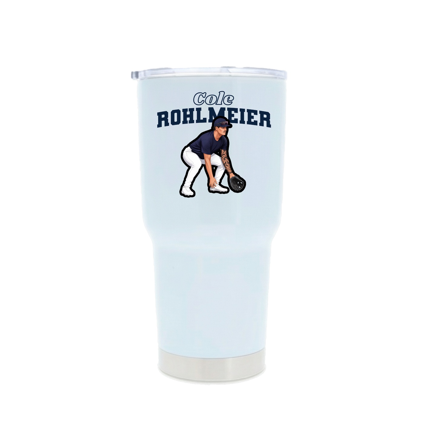 30oz Stainless Steel Tumbler — Name Arch in White