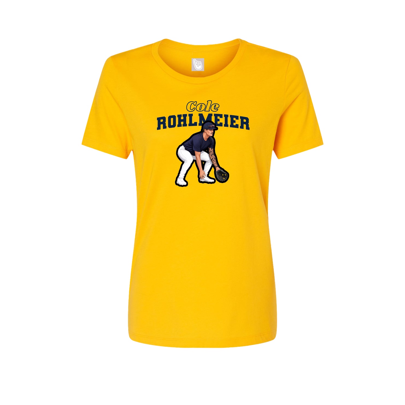 Fitted Women's Tee — Name Arch in Gold
