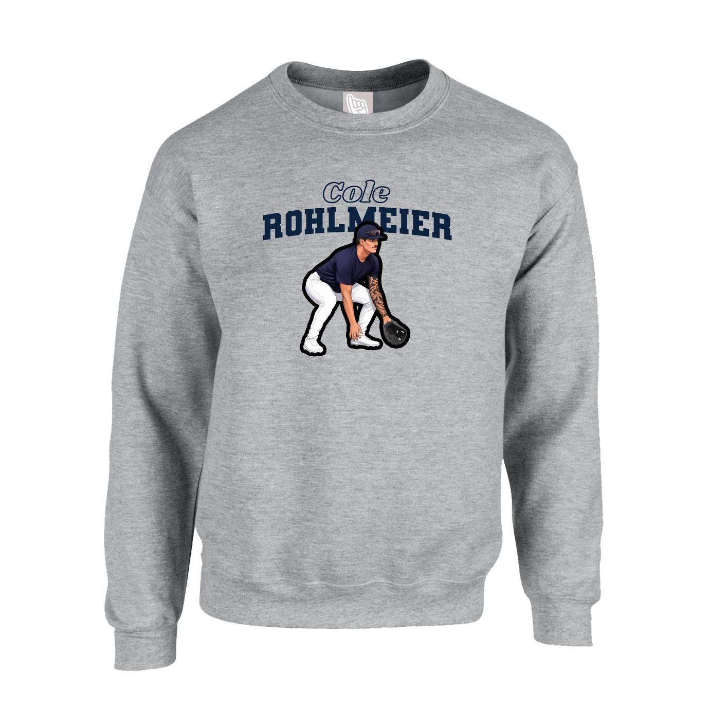 Fleece Crew — Name Arch in Grey