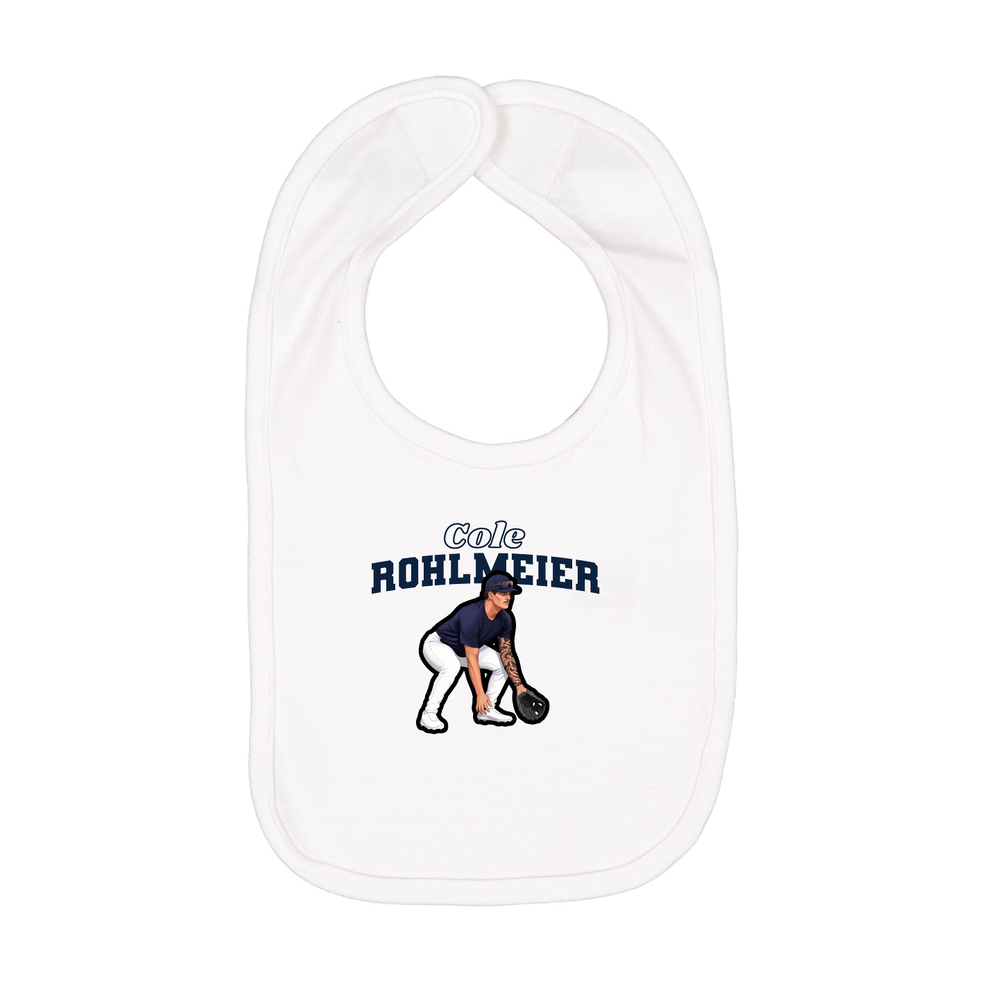 Infant Bib — Name Arch in White