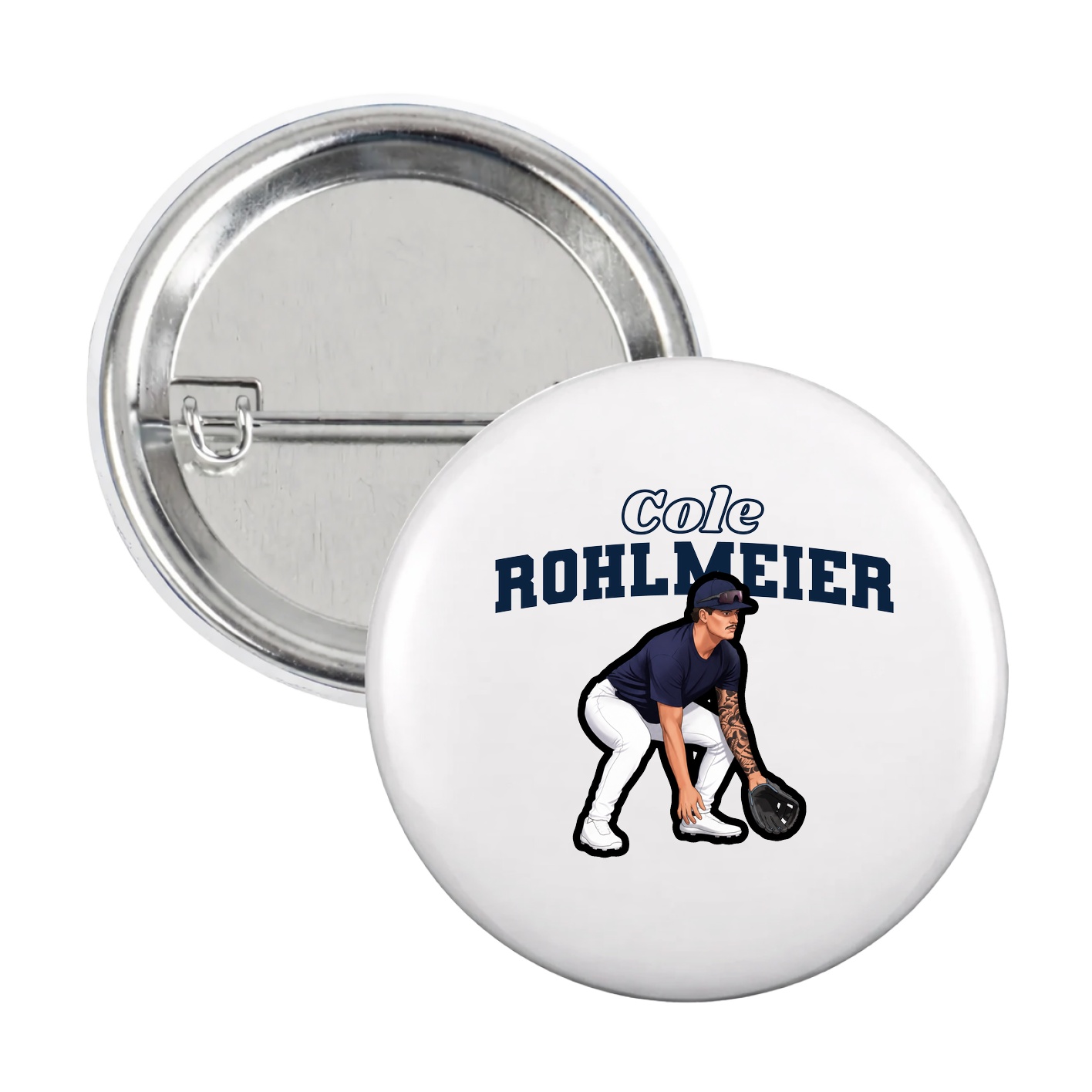 Game Day Button — Name Arch in White