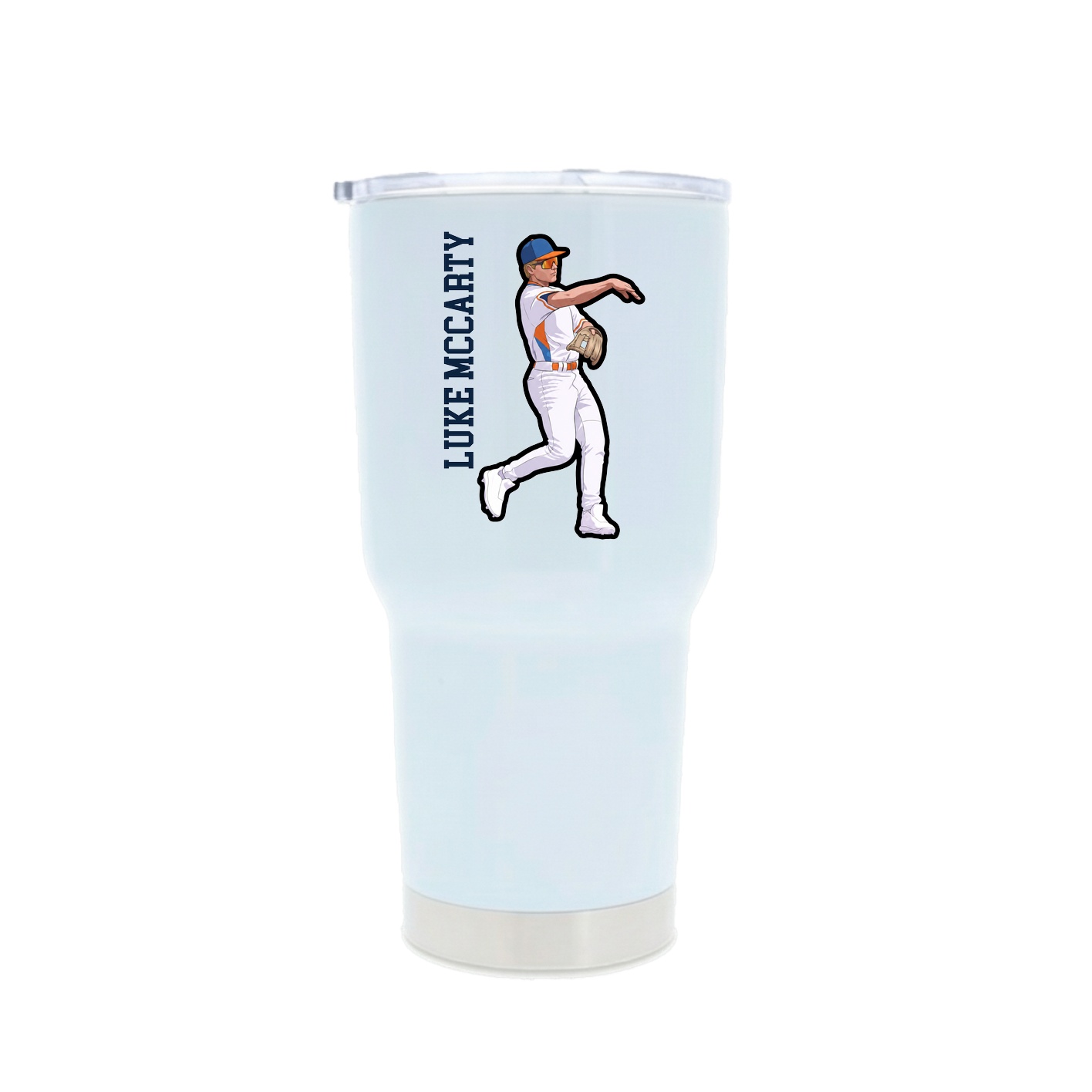 30oz Stainless Steel Tumbler — Name Vertical in White