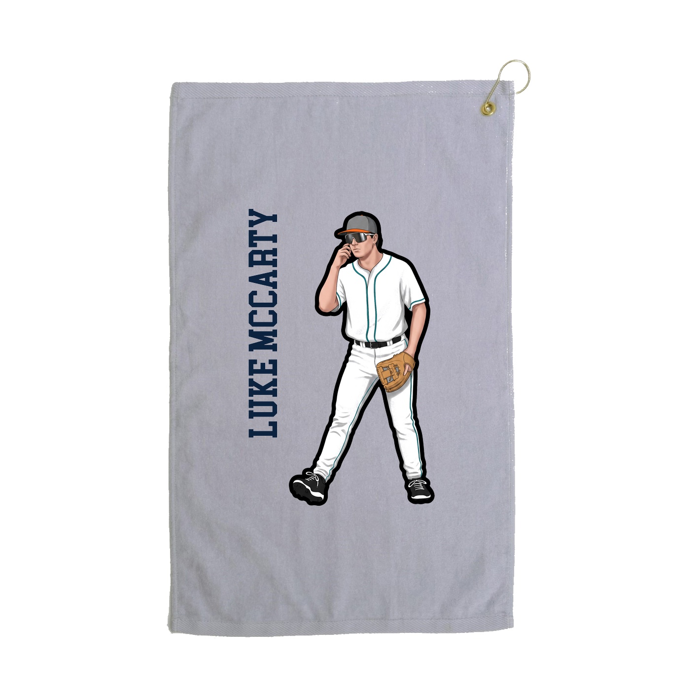Golf Towel — Name Vertical in Grey