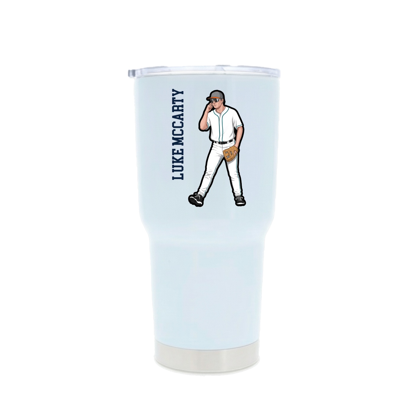 30oz Stainless Steel Tumbler — Name Vertical in White