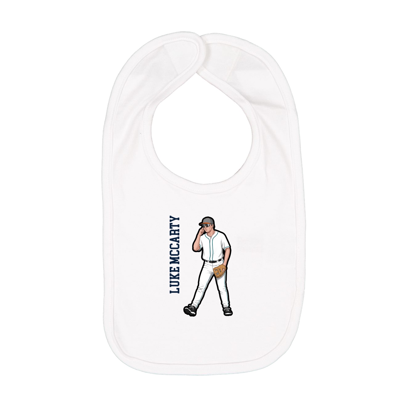 Infant Bib — Name Vertical in White