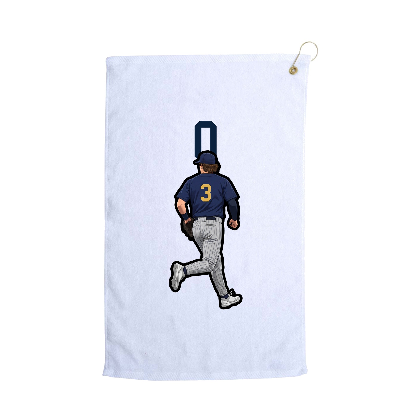 Golf Towel — Number Top in White