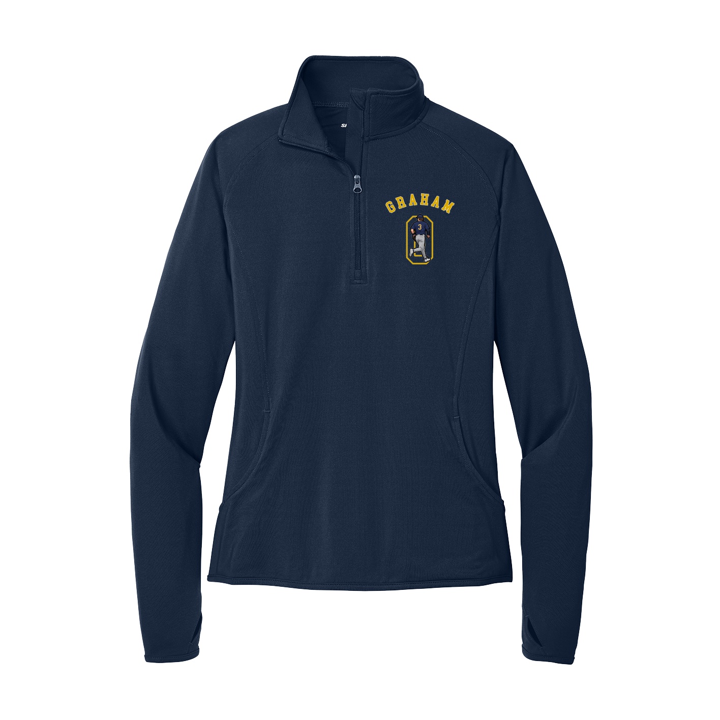 Women's Q-Zip Pullover — Shirsey Arch in Navy