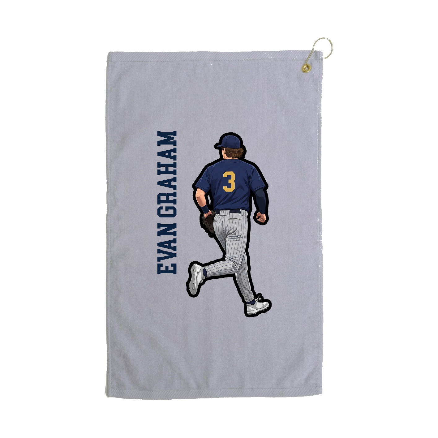 Golf Towel — Name Vertical in Grey