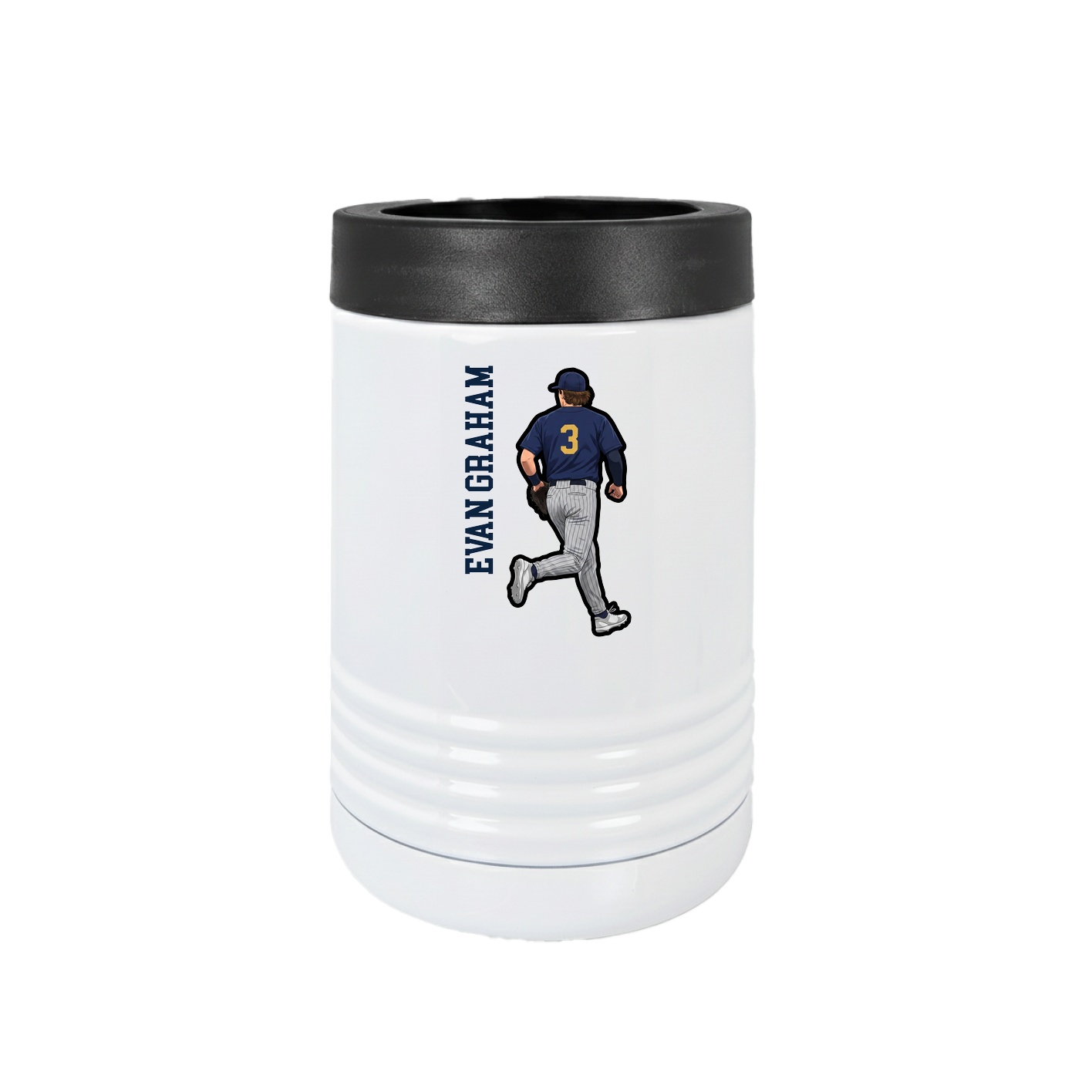 Beverage Holder — Name Vertical in White