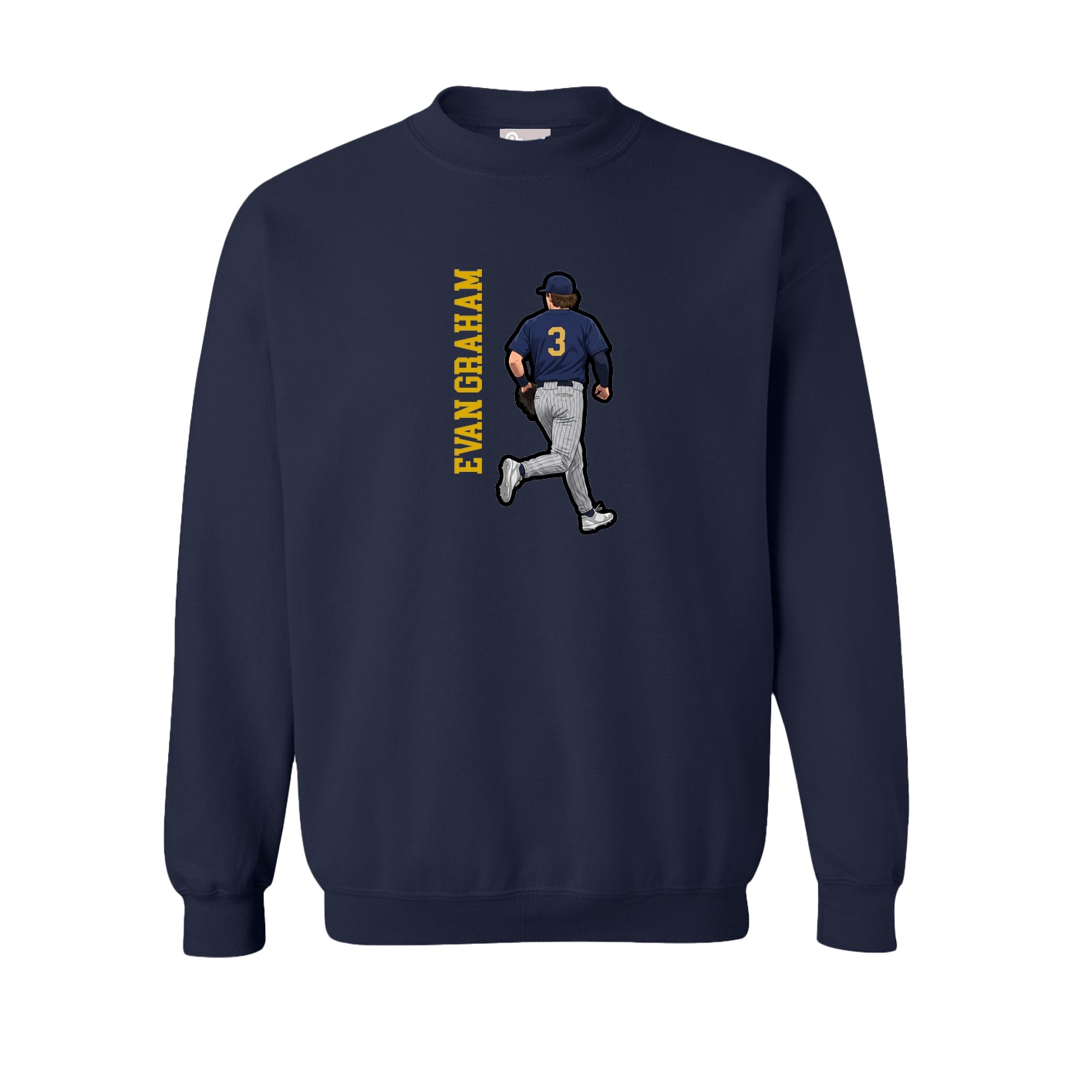 Fleece Crew — Name Vertical in Navy