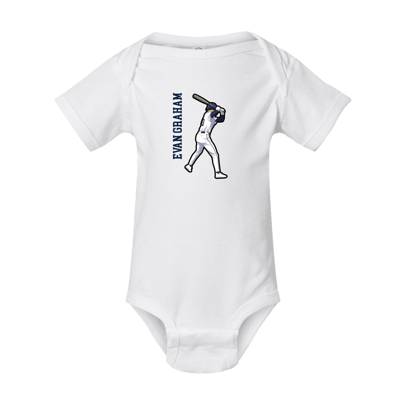 Baby Onesie — Name Vertical in White
