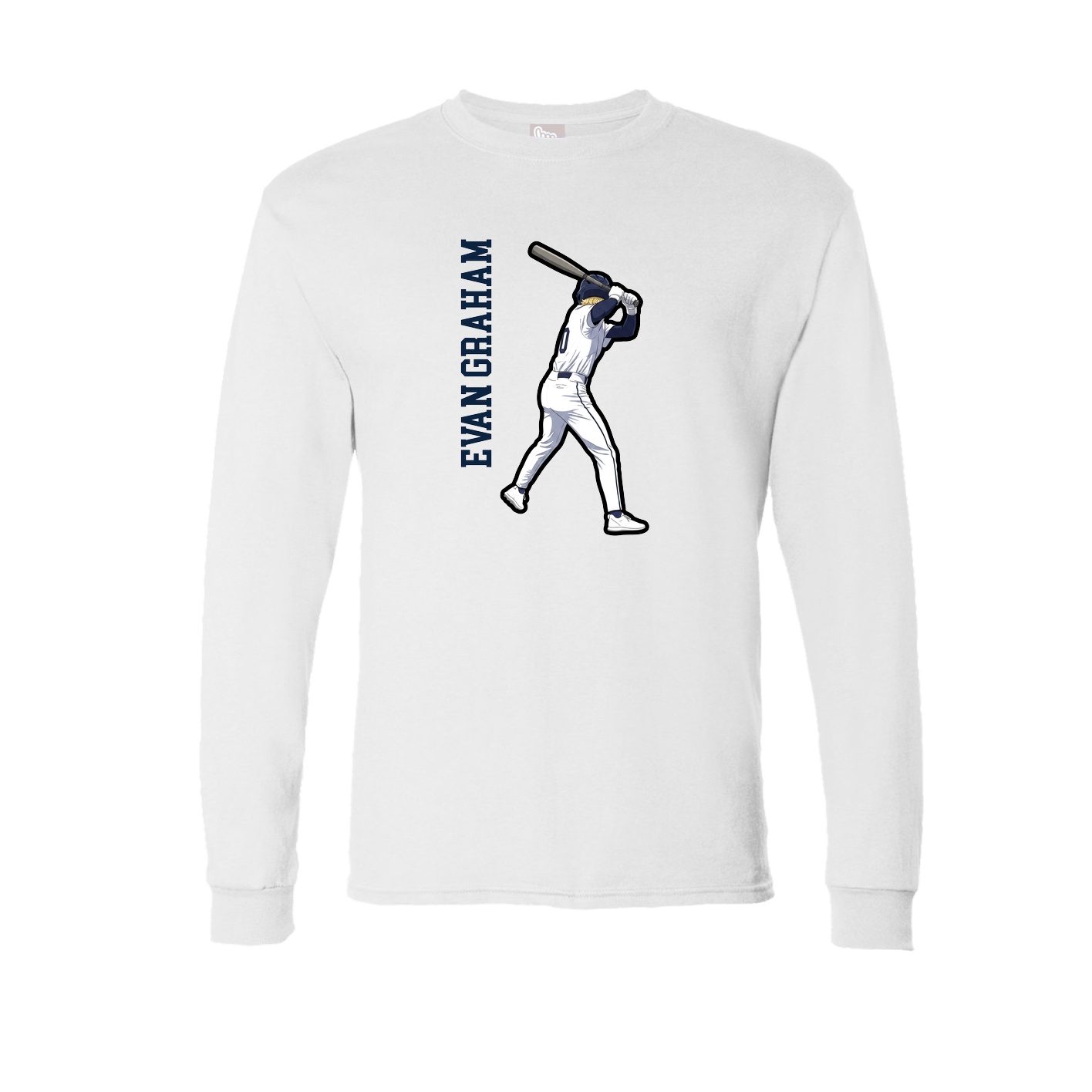 Long Sleeve Tee — Name Vertical in White