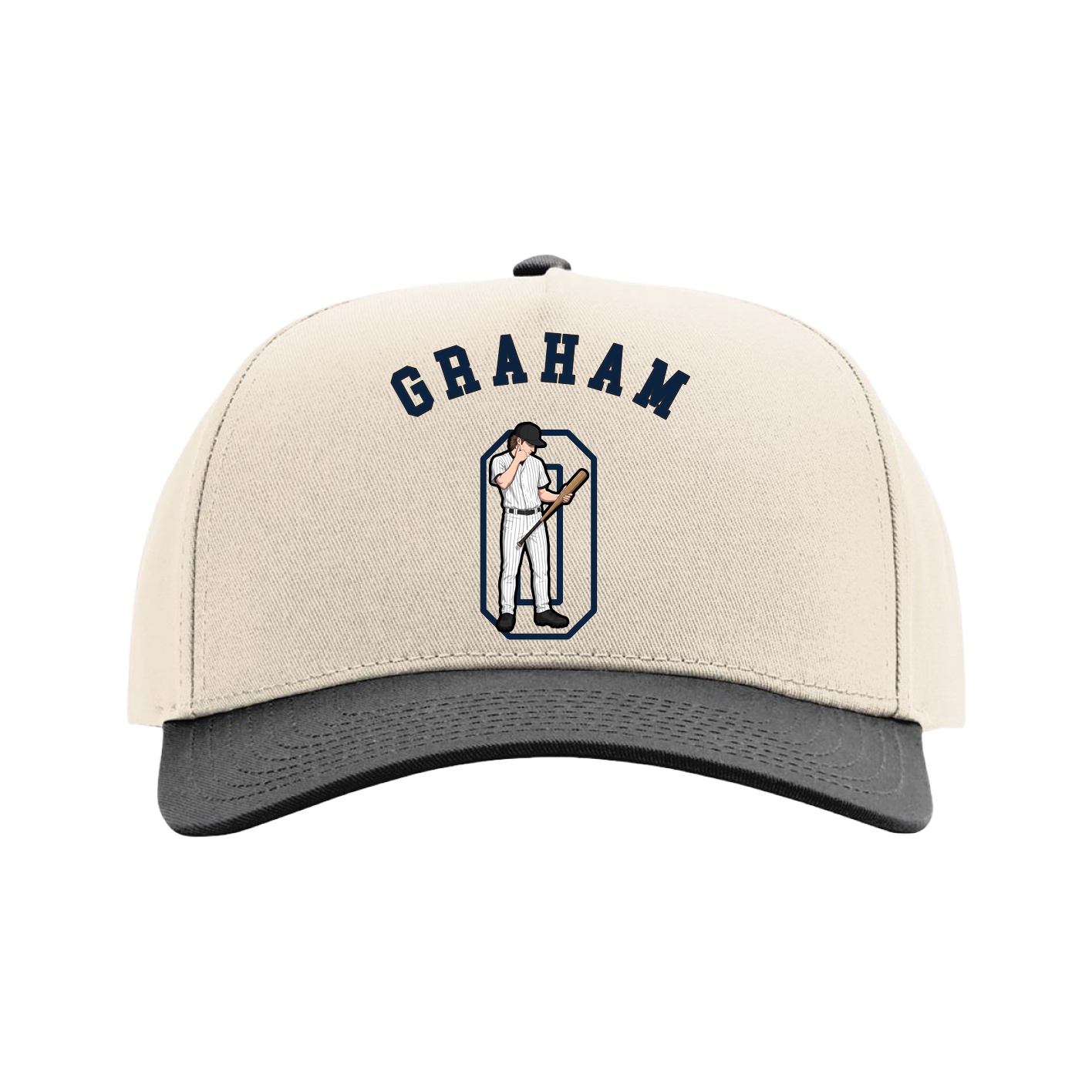Full Fabric Five-Panel Champ Cap — Shirsey Arch in Cream/Black
