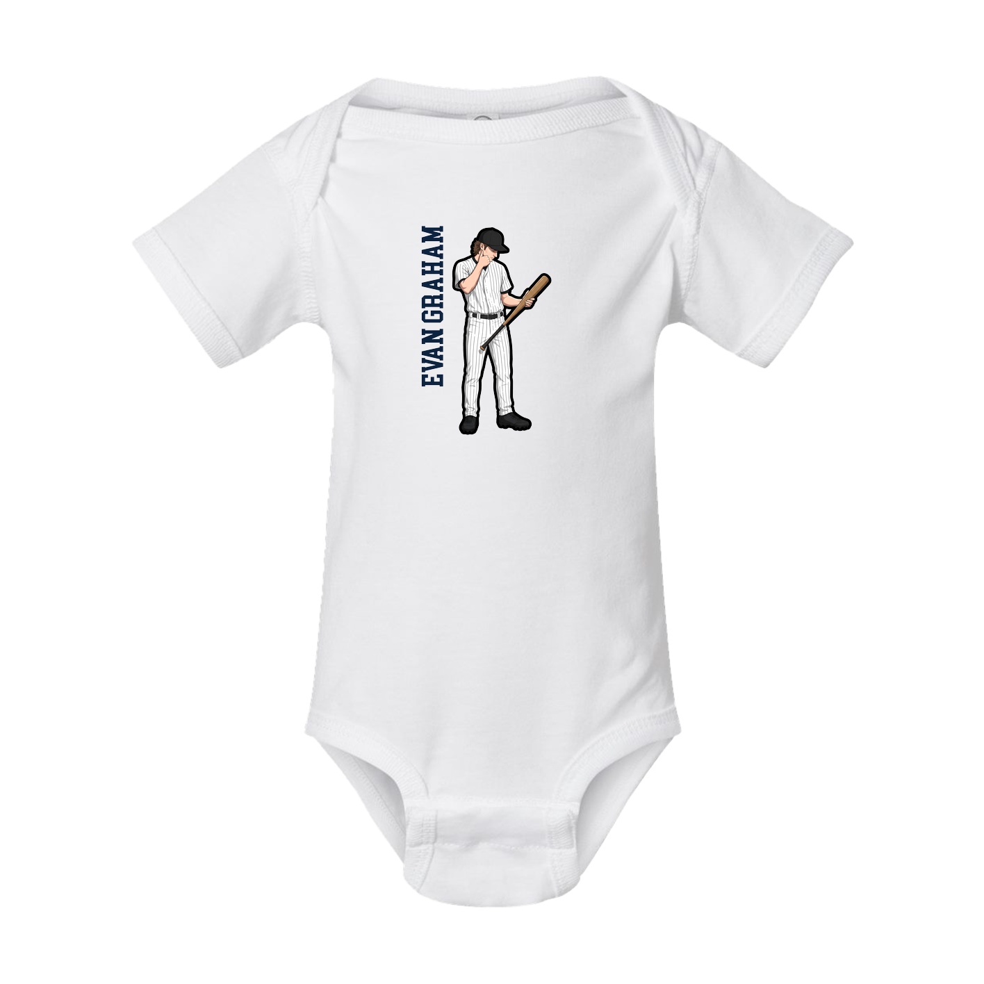 Baby Onesie — Name Vertical in White
