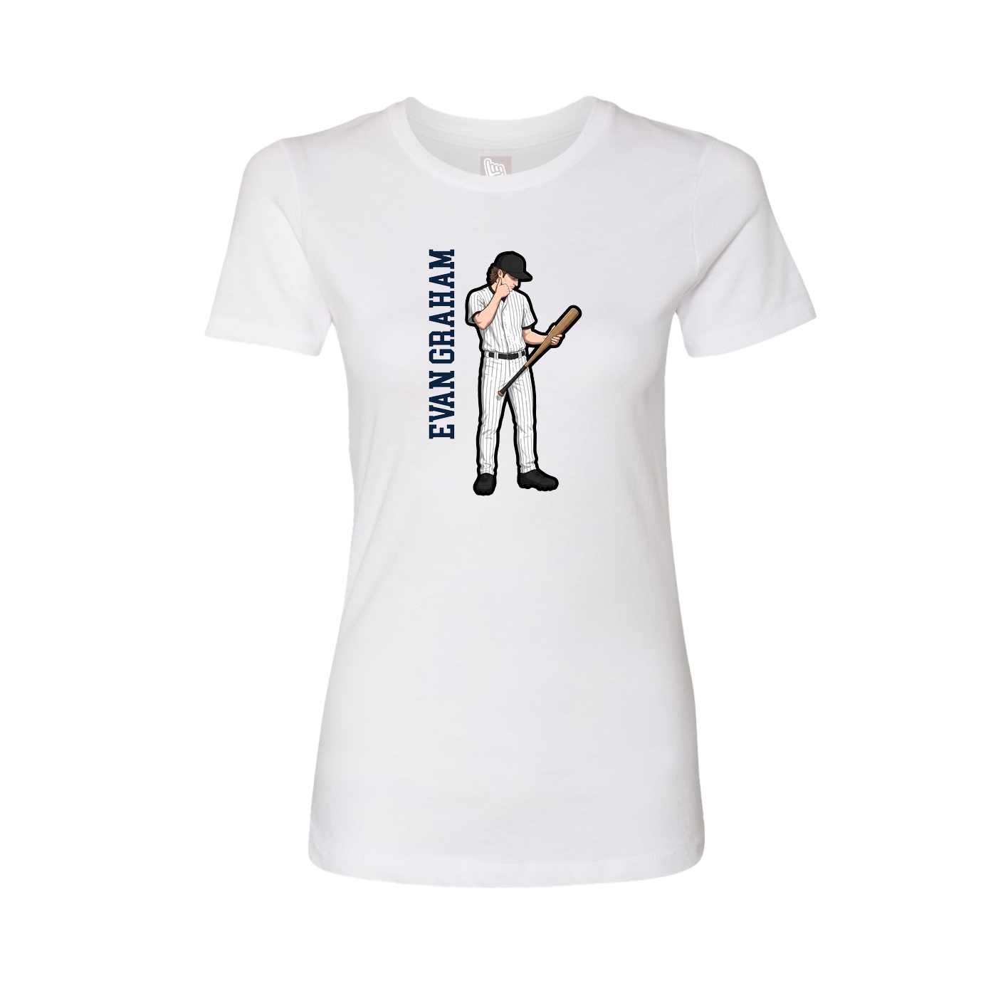 Womens Tee — Name Vertical in White