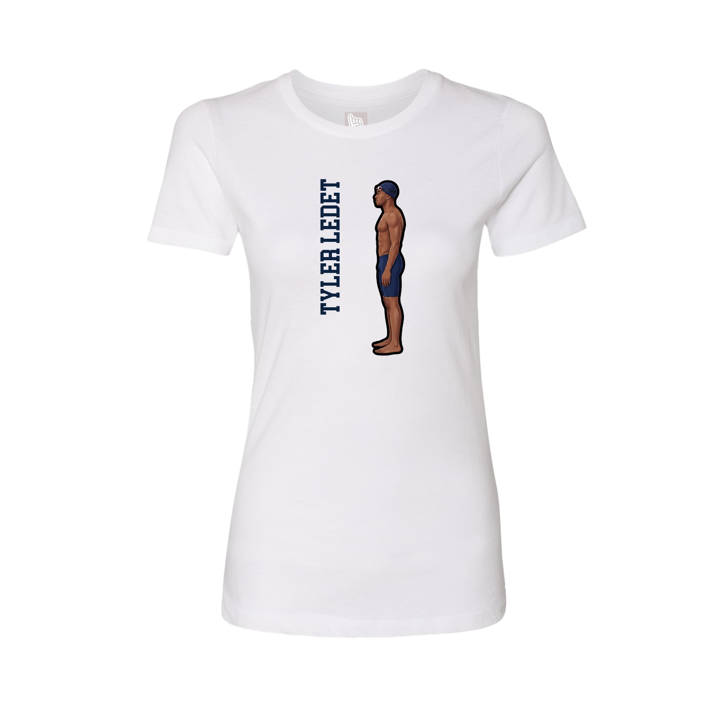 Fitted Women's Tee — Name Vertical in White