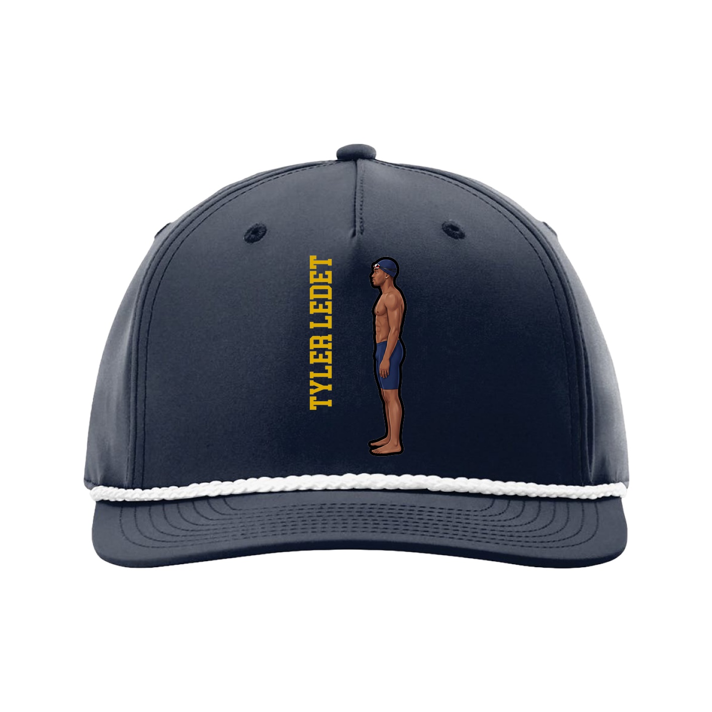Five-Panel Classic Rope Cap — Name Vertical in Navy