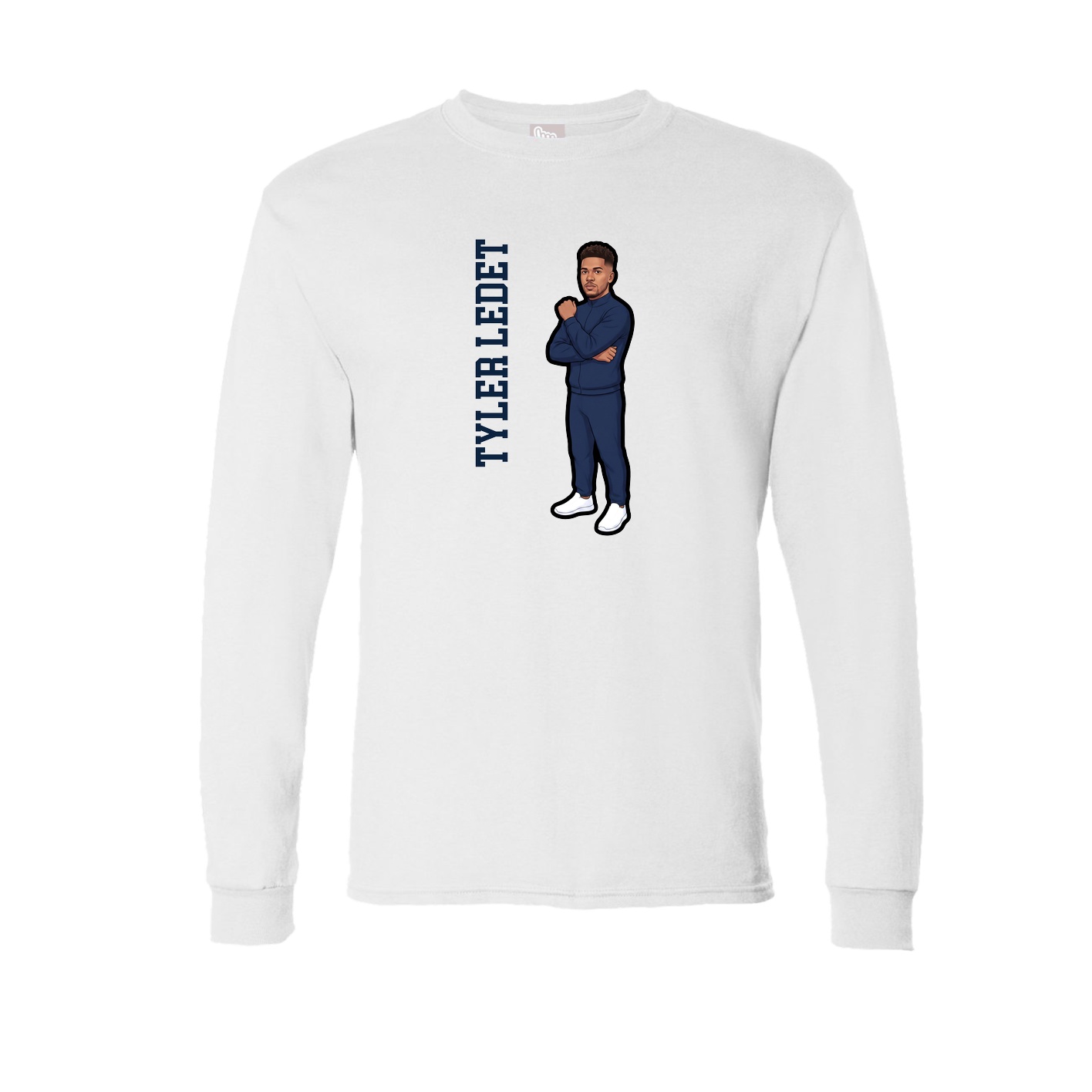 Long Sleeve Tee — Name Vertical in White