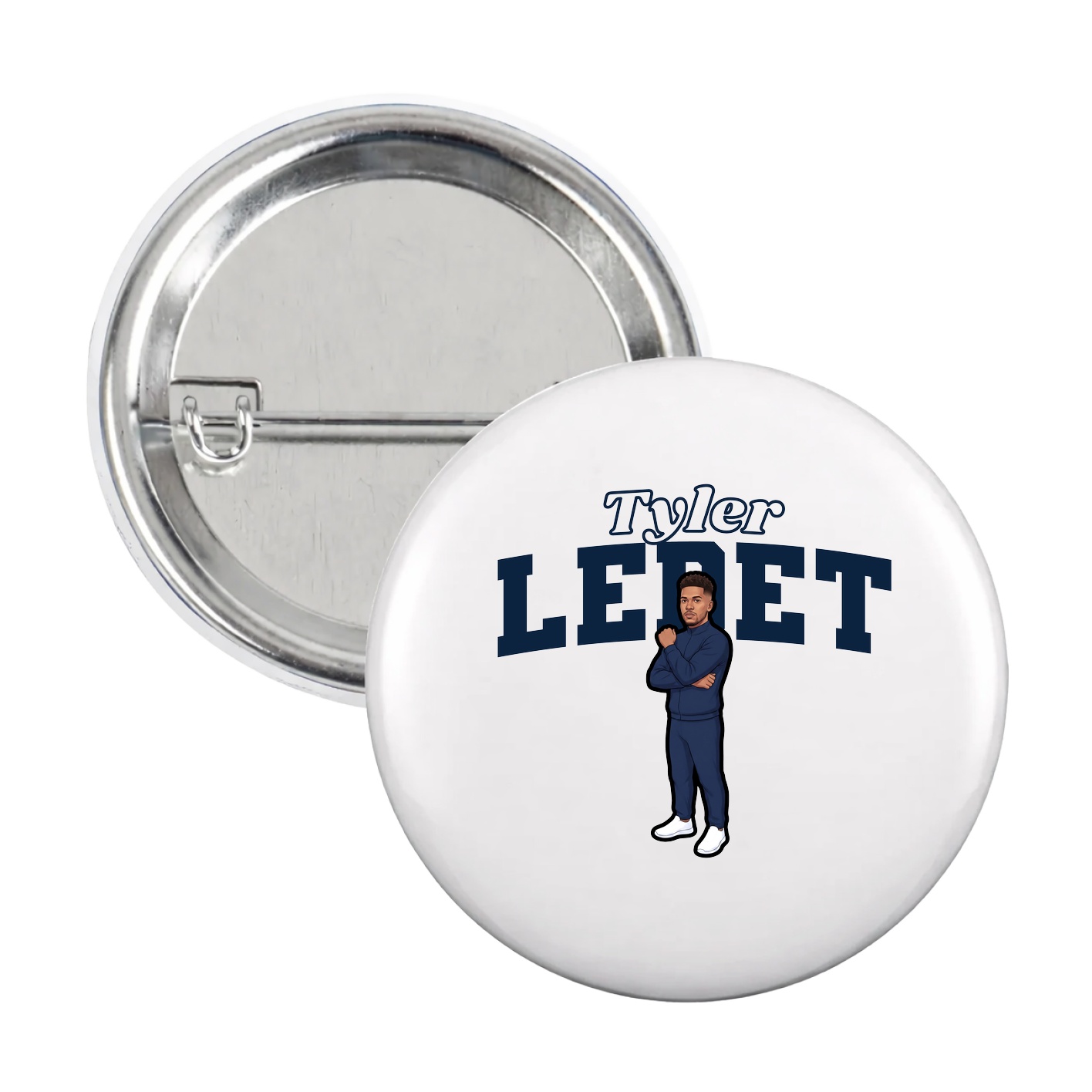 Game Day Button — Name Arch in White