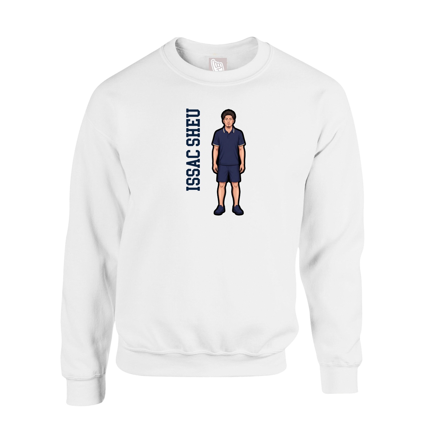 Fleece Crew — Name Vertical in White