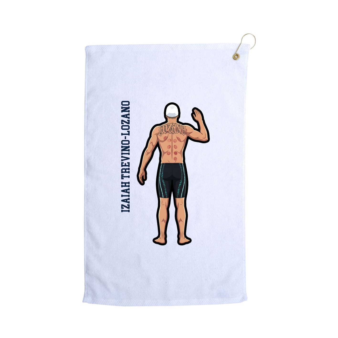 Golf Towel — Name Vertical in White