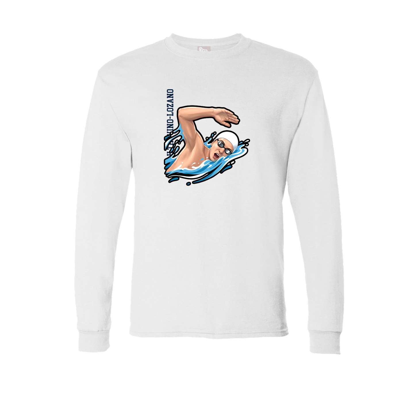 Long Sleeve Tee — Name Vertical in White