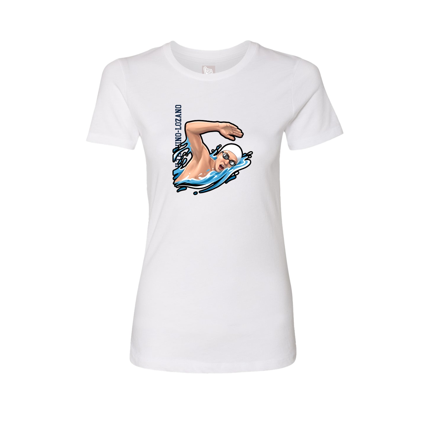 Fitted Women's Tee — Name Vertical in White