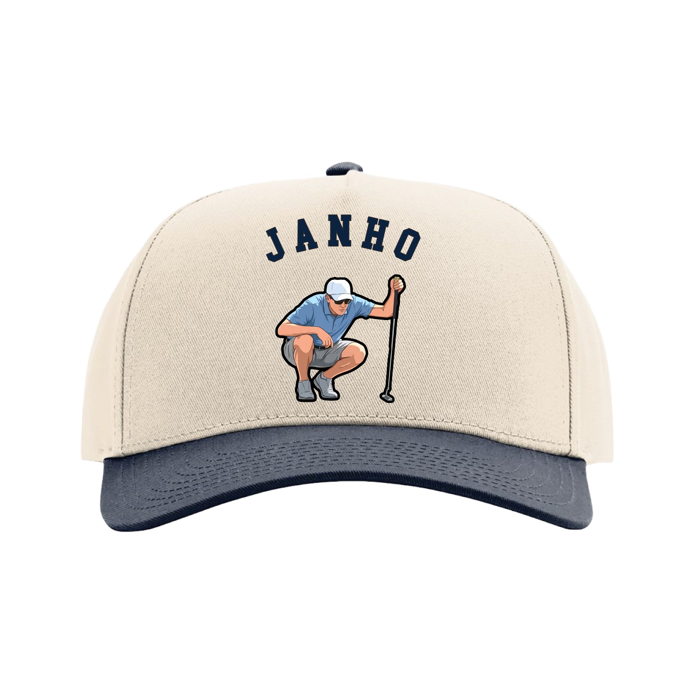 Full Fabric Five-Panel Champ Cap — Shirsey Arch in Cream/Navy