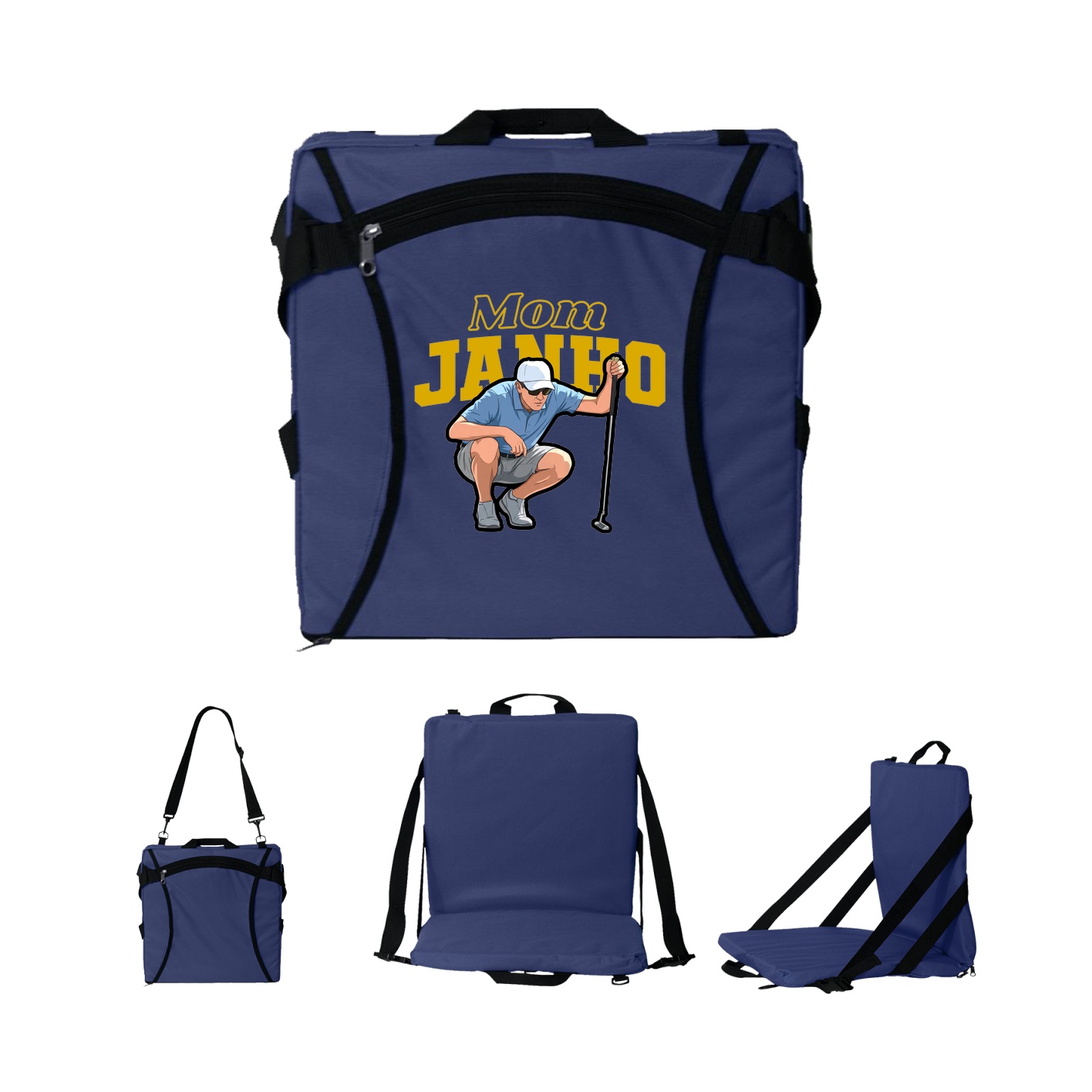 Folding Stadium Seat — Mothers Day Block in Navy
