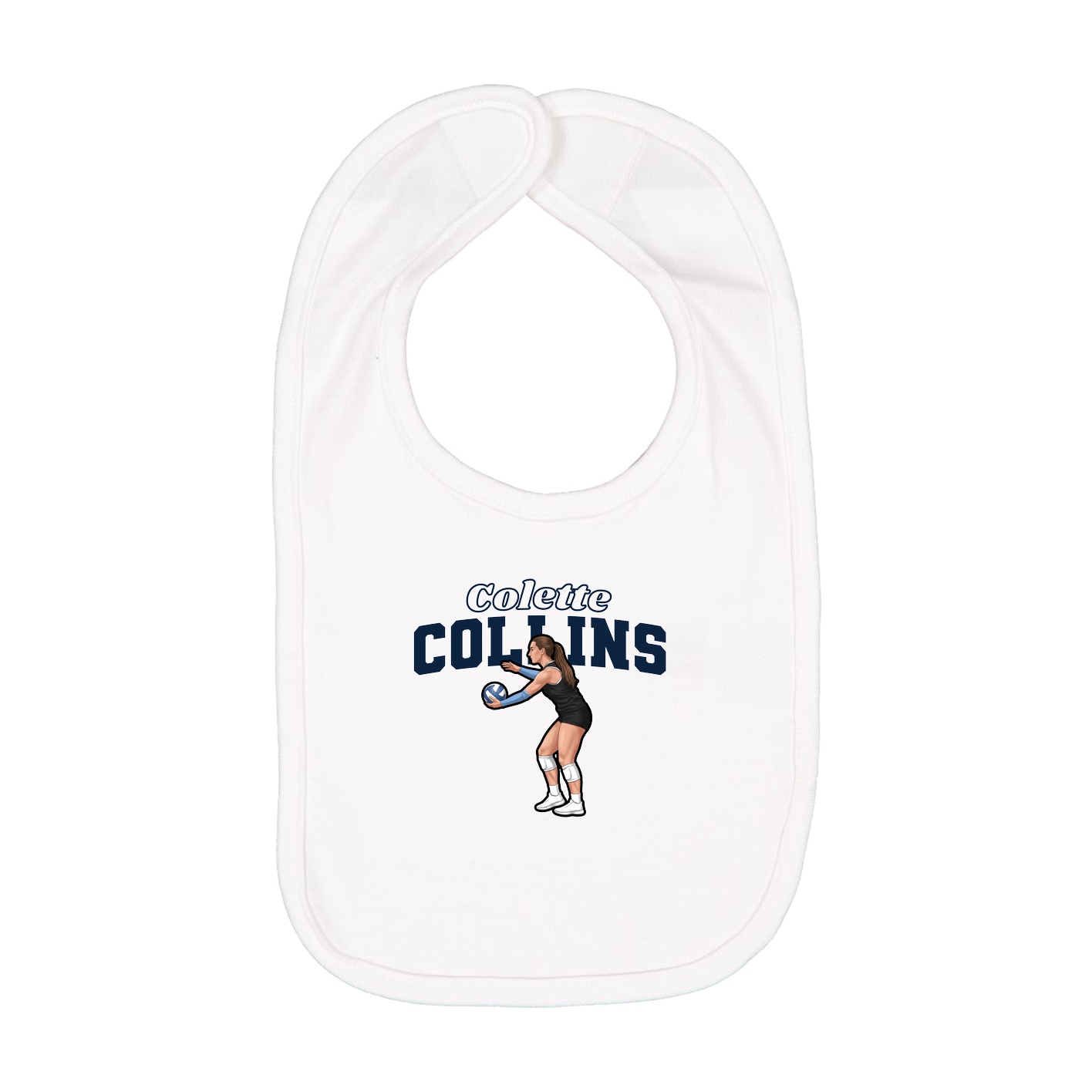 Infant Bib — Name Arch in White