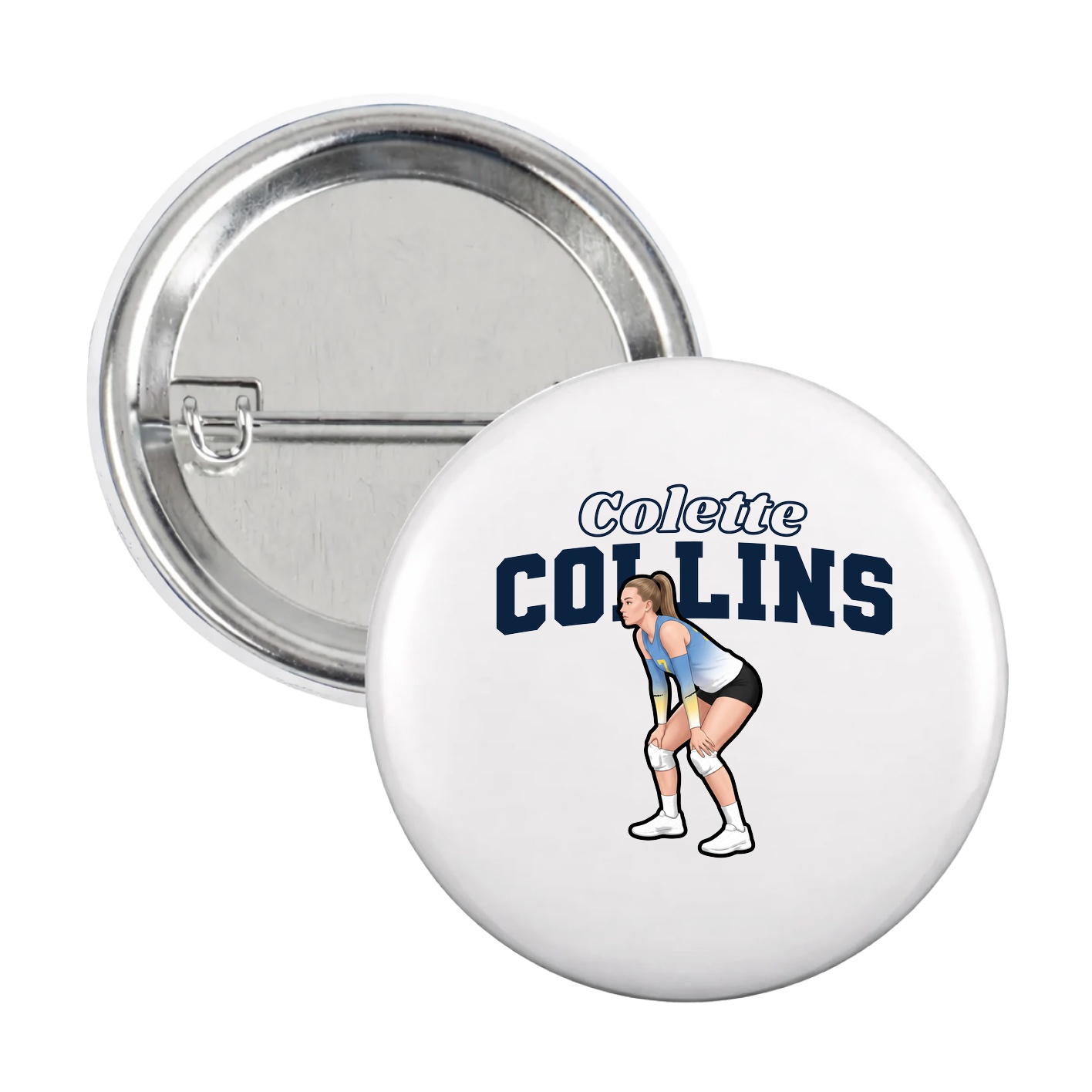 Game Day Button — Name Arch in White