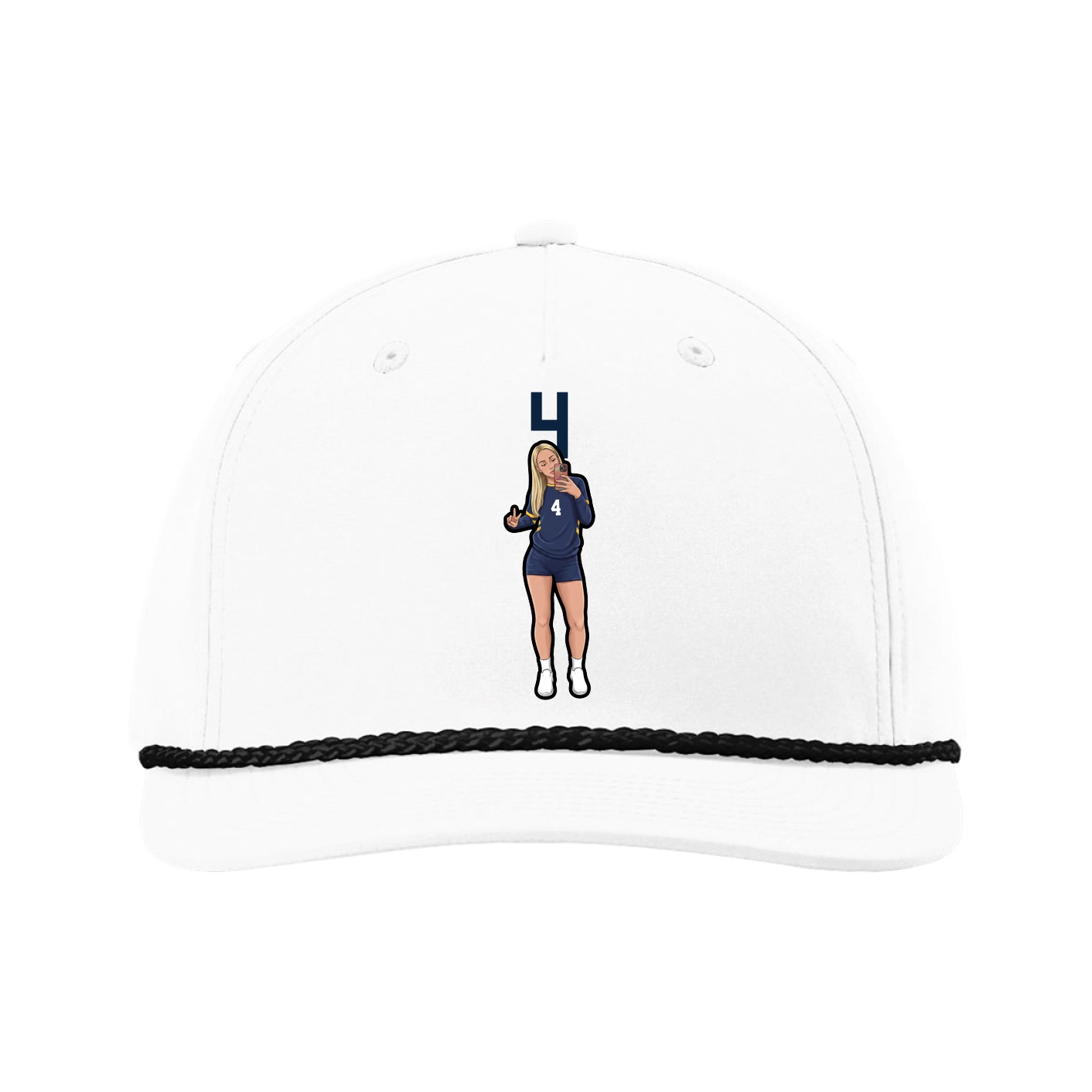 Five-Panel Classic Rope Cap — Number Top in White