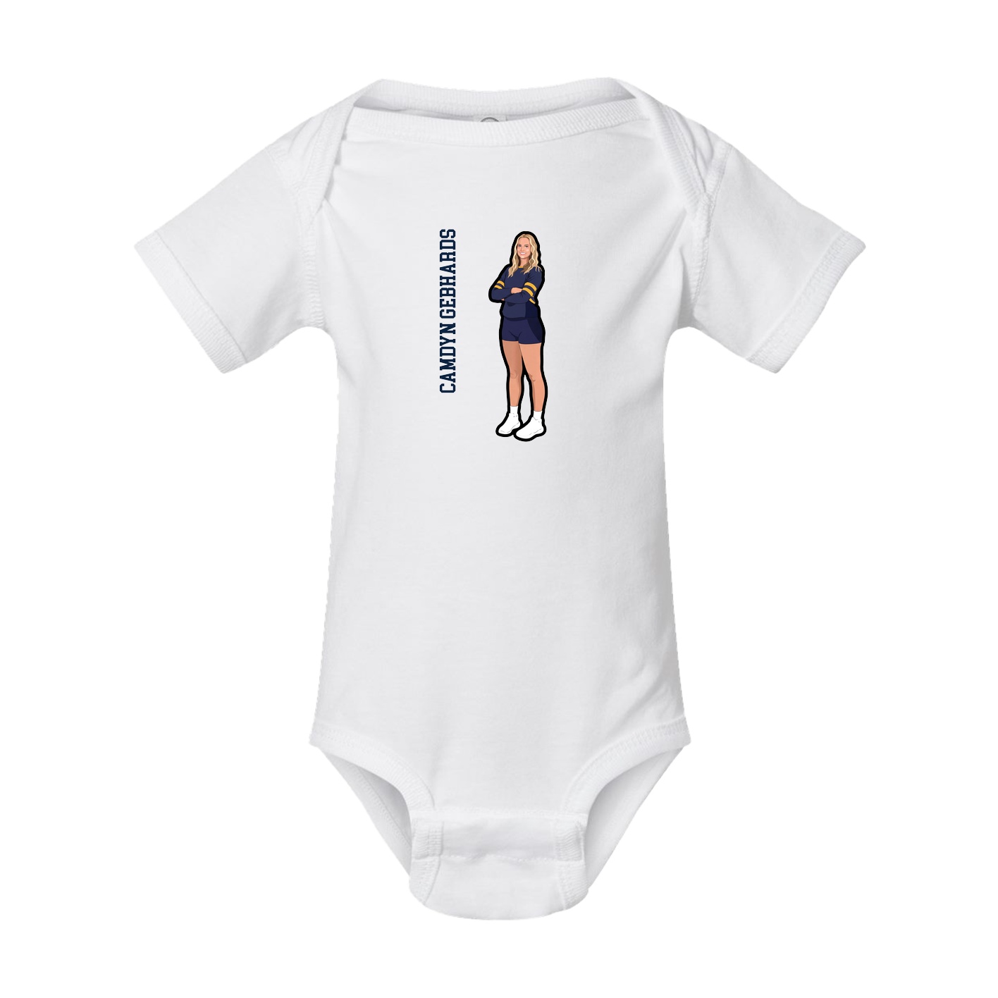 Baby Onesie — Name Vertical in White