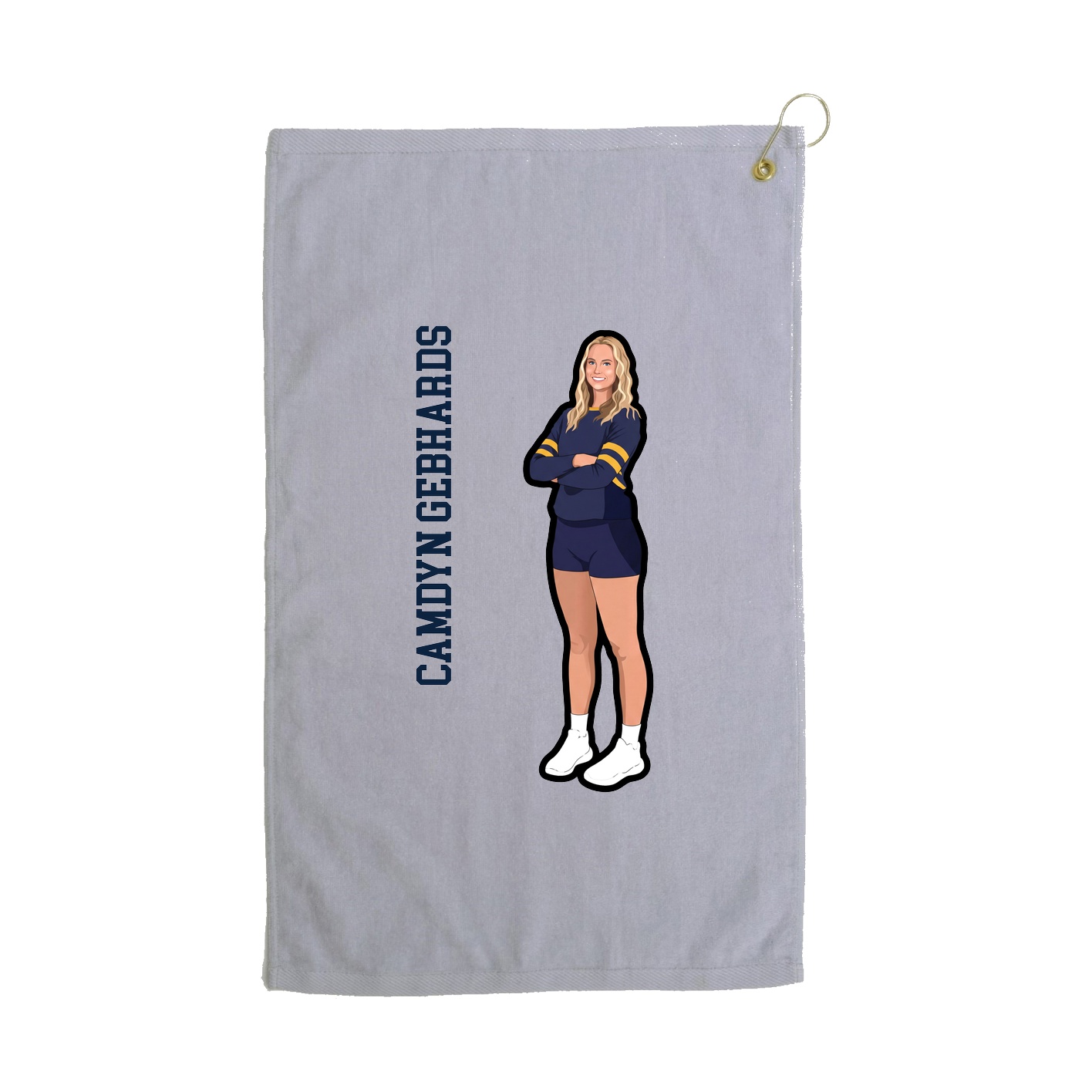 Golf Towel — Name Vertical in Grey