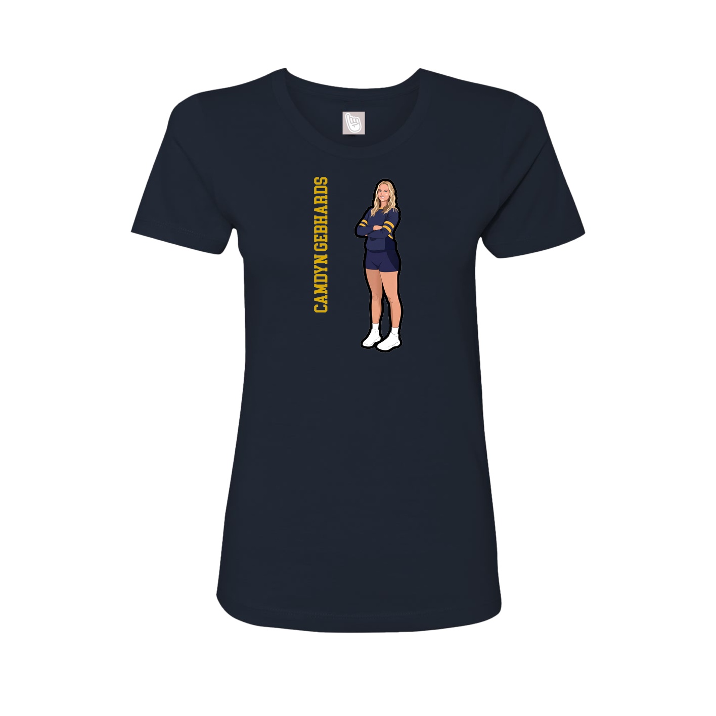 Womens Tee — Name Vertical in Navy