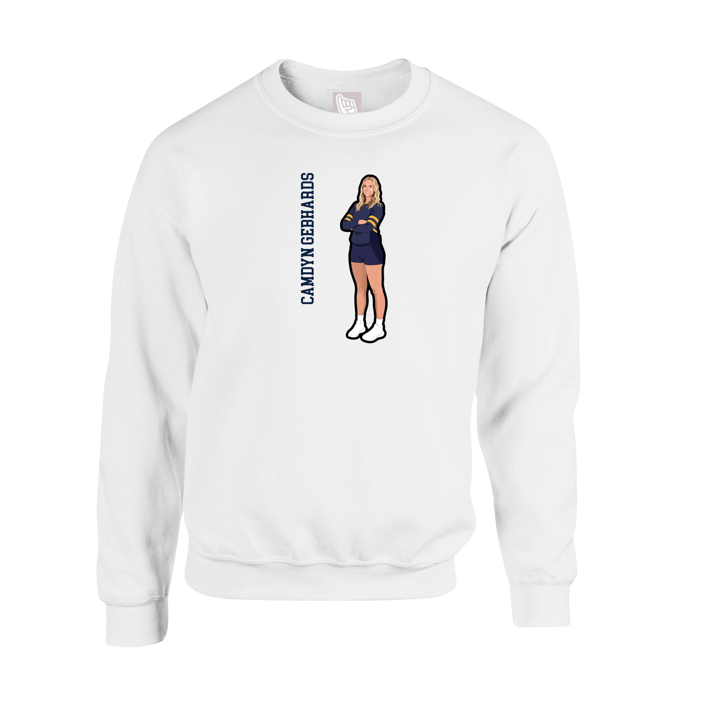 Fleece Crew — Name Vertical in White