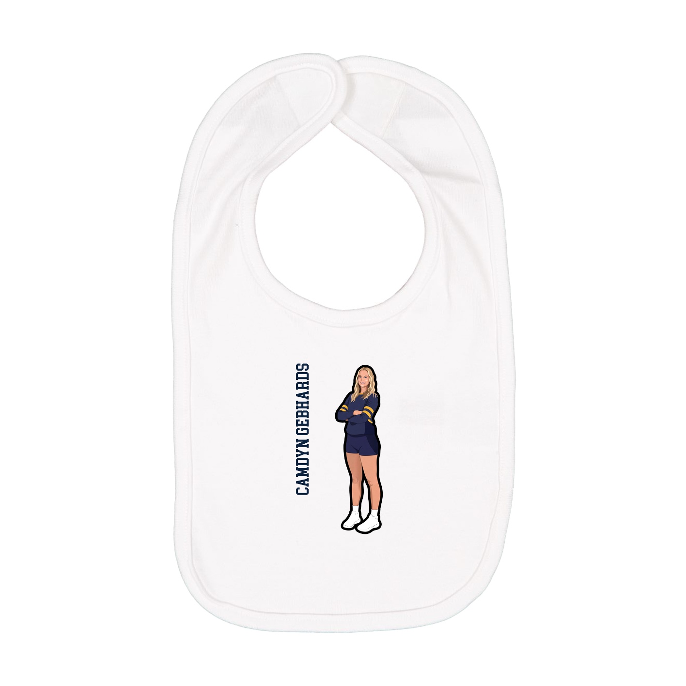 Infant Bib — Name Vertical in White