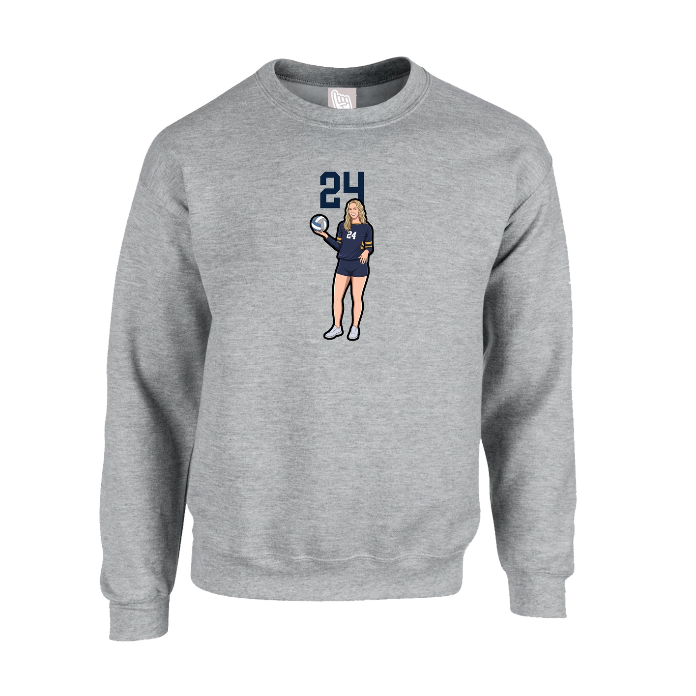 Fleece Crew — Number Top in Grey