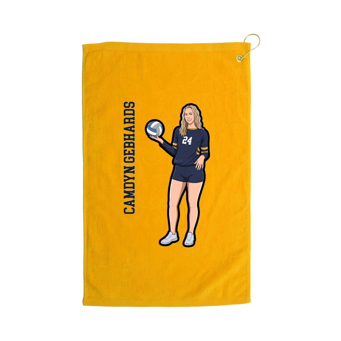 Golf Towel — Name Vertical in Gold