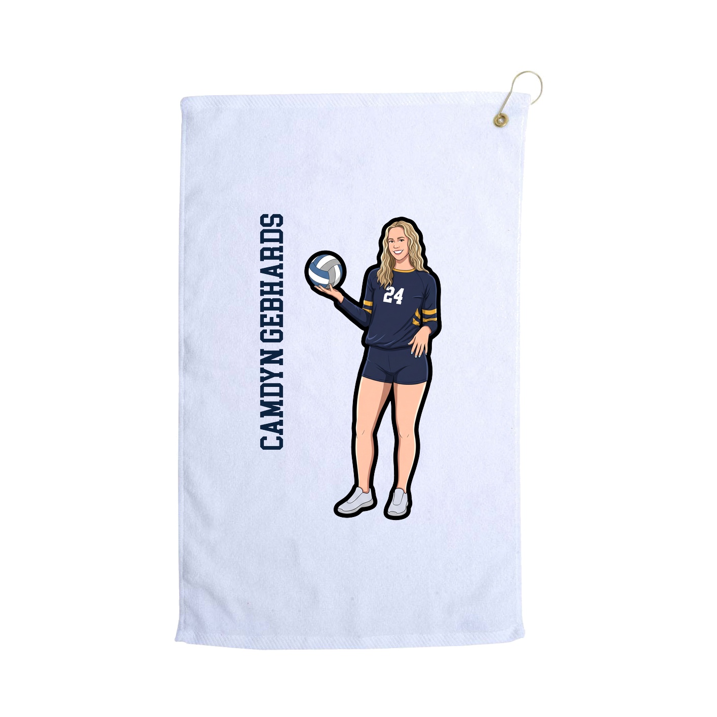 Golf Towel — Name Vertical in White