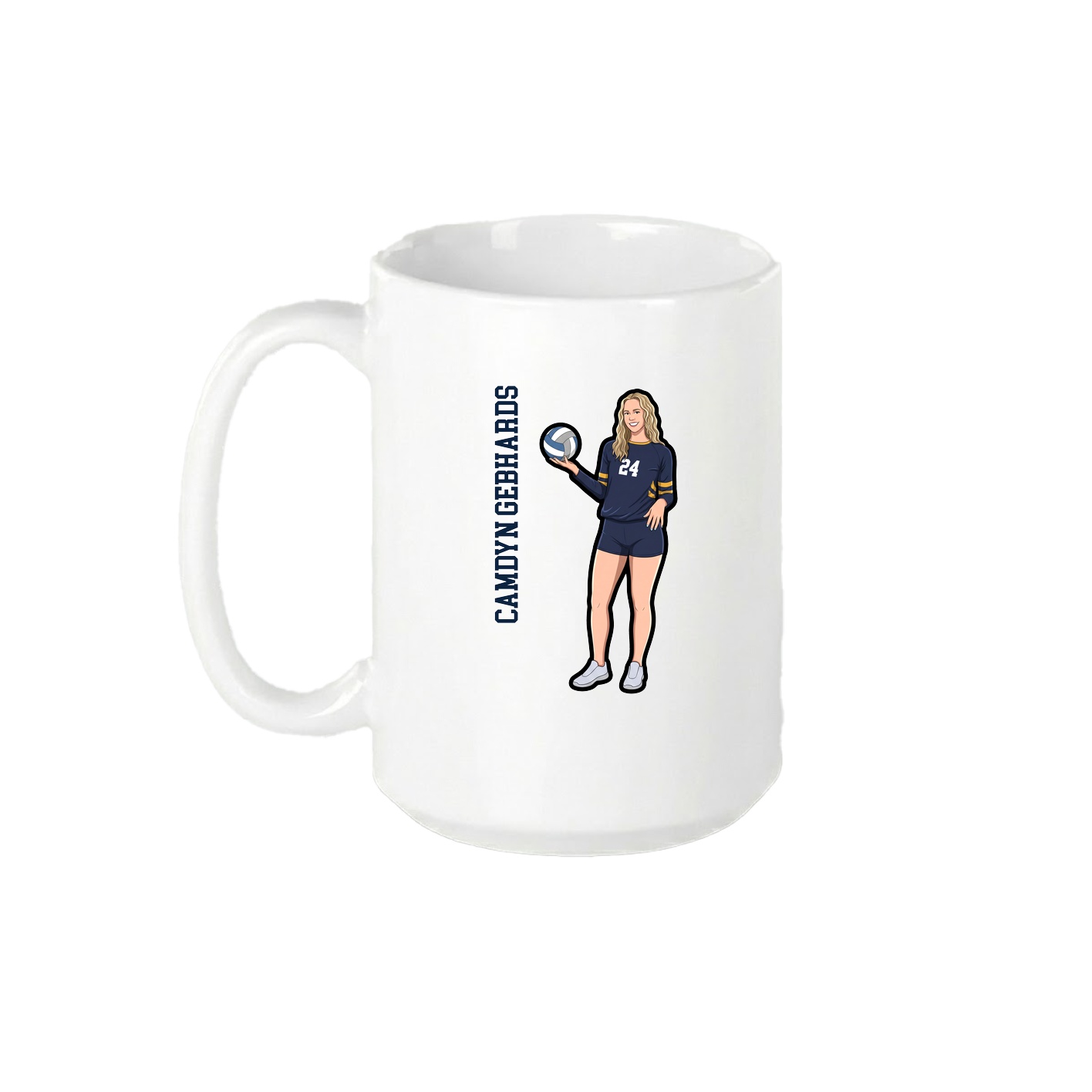 15oz Coffee Mug — Name Vertical in White