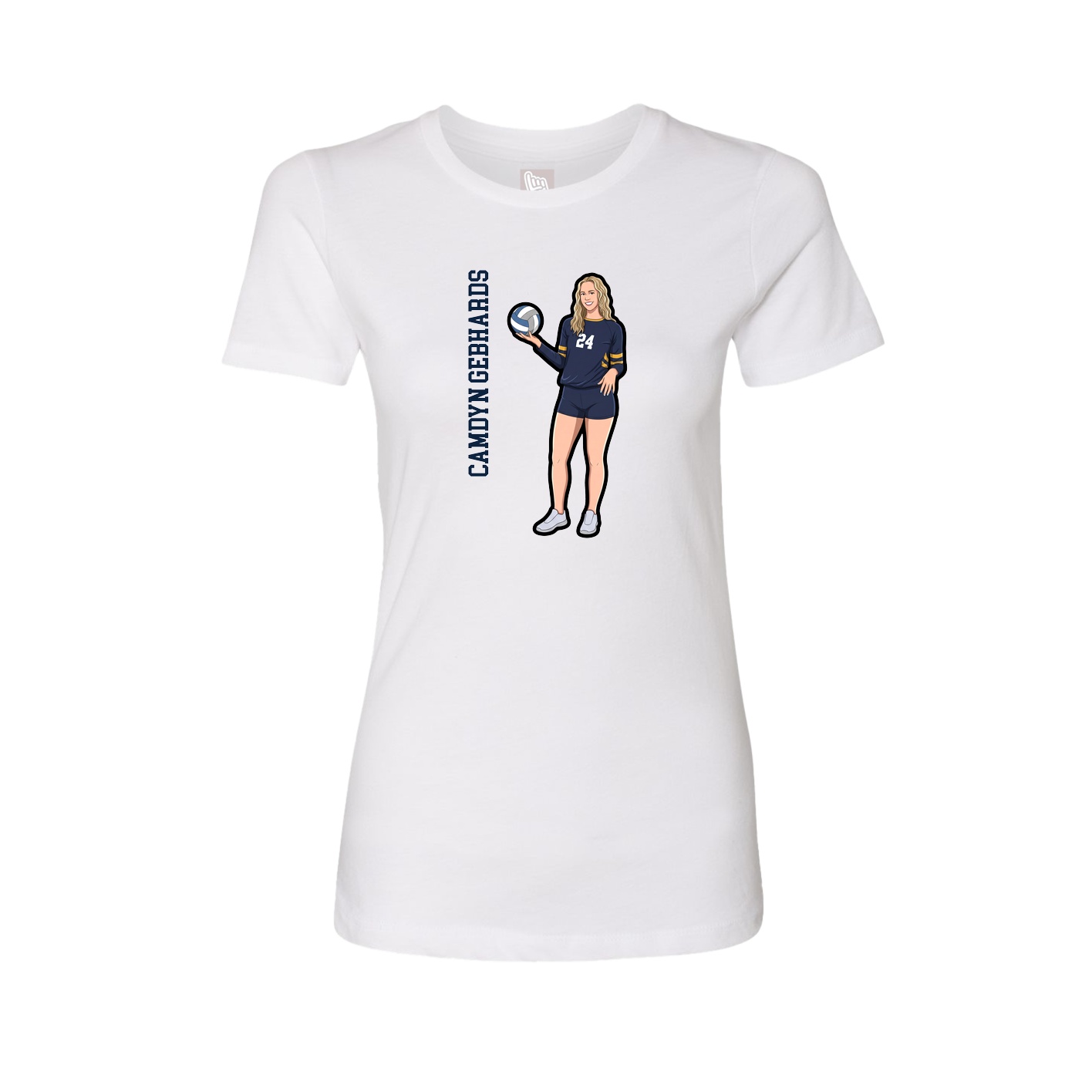 Womens Tee — Name Vertical in White